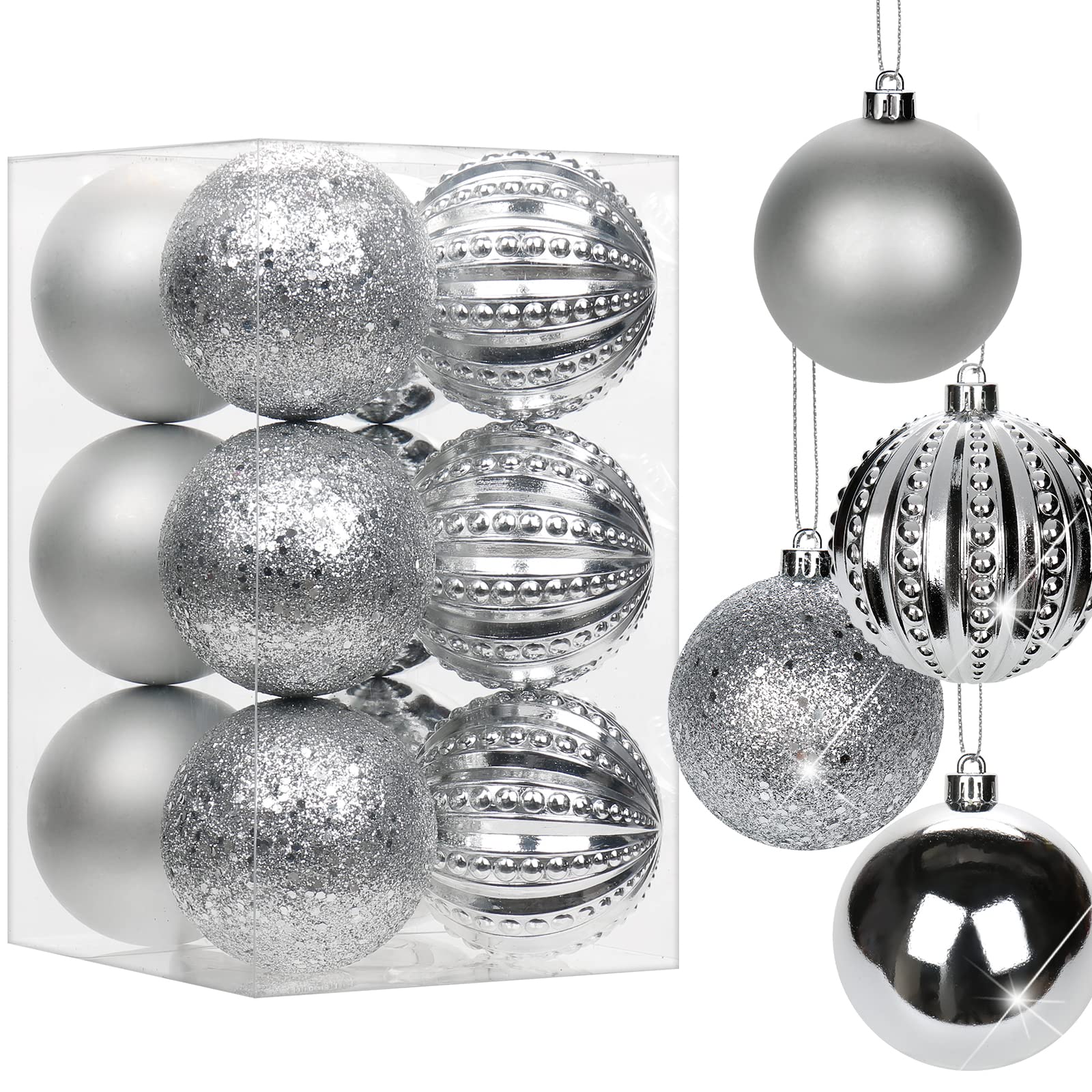 Briful 12PCS 8CM Christmas Baubles, Christmas Tree Decorations Xmas Hanging Ornaments Small Shatterproof Balls for Home Festival Gifts Xmas Decorations