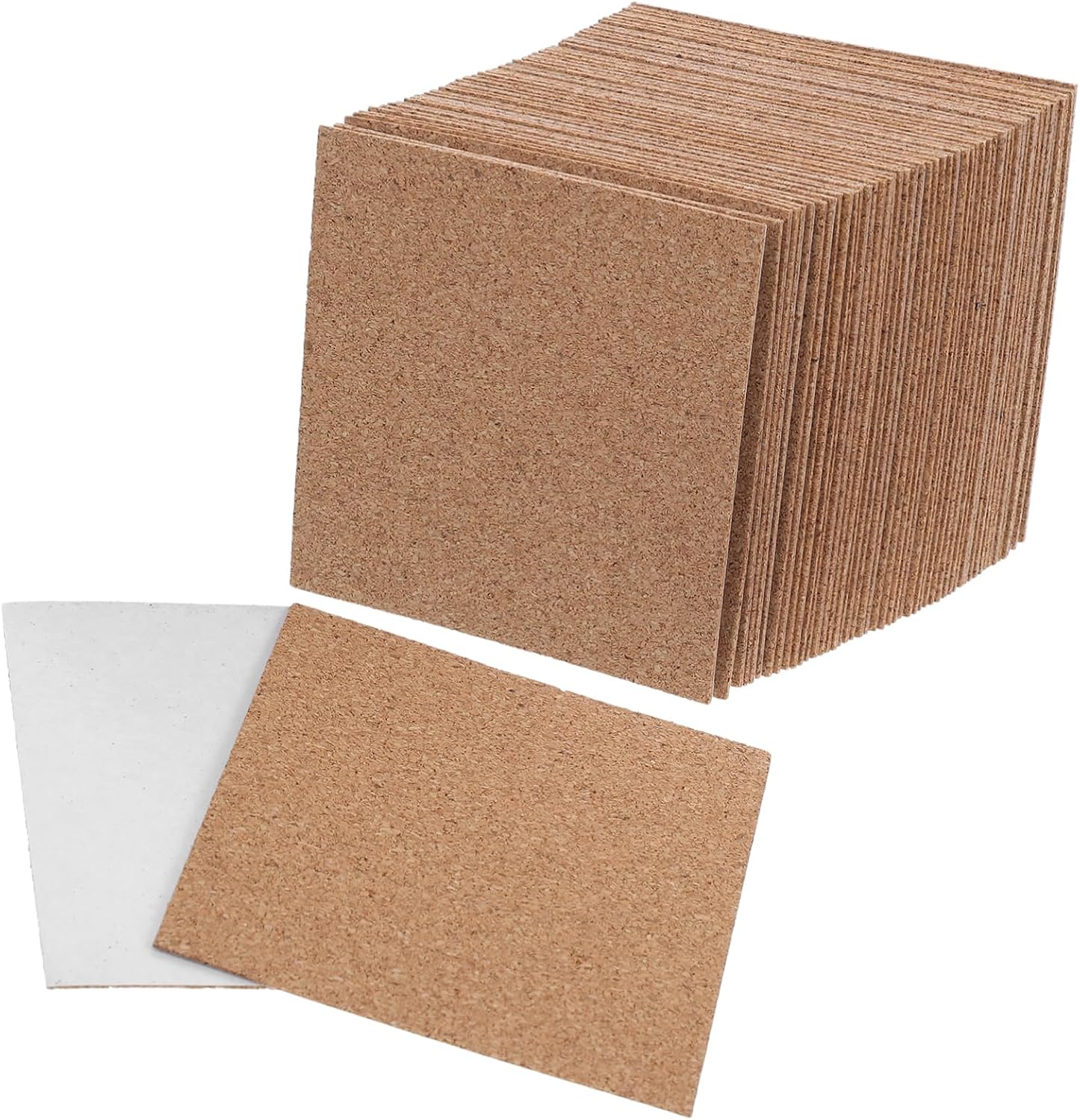 50pcs Self Adhesive Cork Mini Square Cork Tiles for Crafts Non- Backing High Density for Wall and Table Use