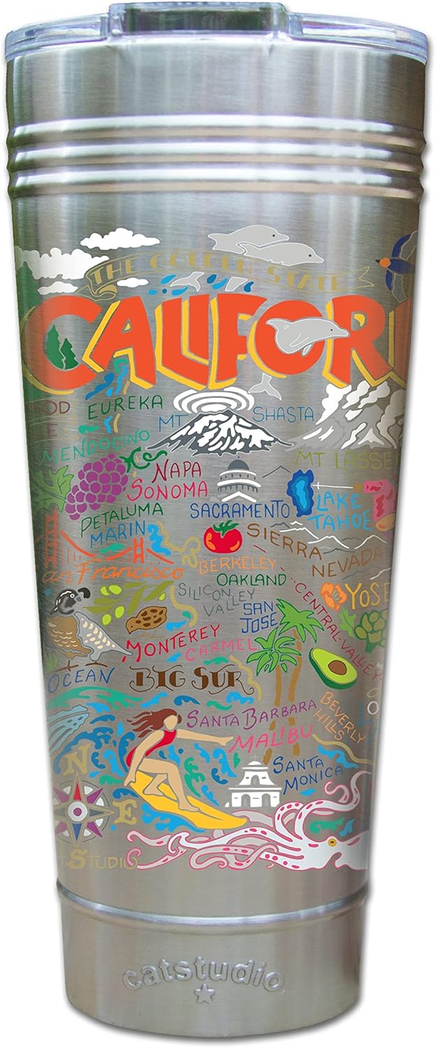 catstudio California Thermal Tumbler | Triple Wall Insulation With Non Slip Bottom | Great Travel Cup for Water, Coffee, Tea, or Smoothies