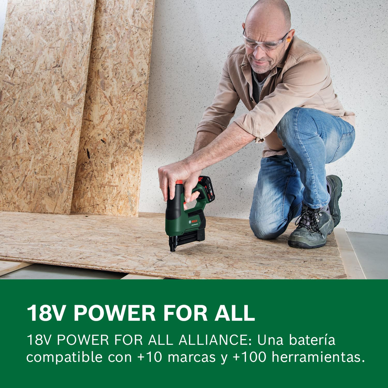 Bosch 18V System grapadora/clavadora a batería AdvancedTacker 18V-25 (grapado/clavado 2 en 1; grapas, clavos, guía distancia y boquilla protectora guía alambre incl.)