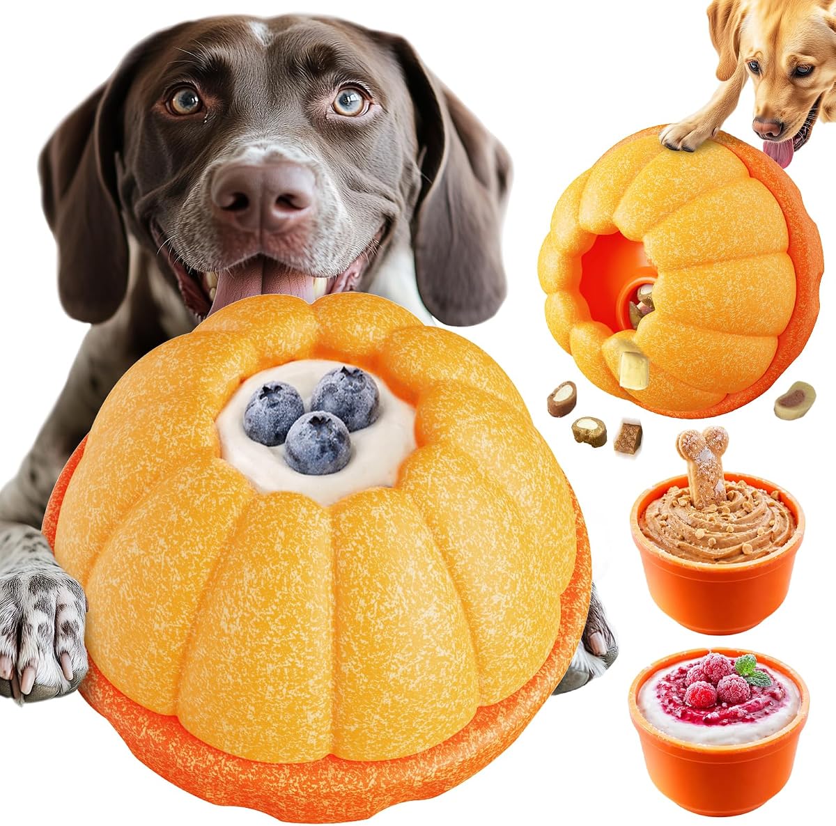 KADTC L, 3-in-1, Frozen Treat Dog Toy & Kibble Dispenser & Chew & Lick Toy | Two prep-ahead cups skip messy unmolding, swap fast and keep pets focused through grooming, nail trims, crate time and meals.