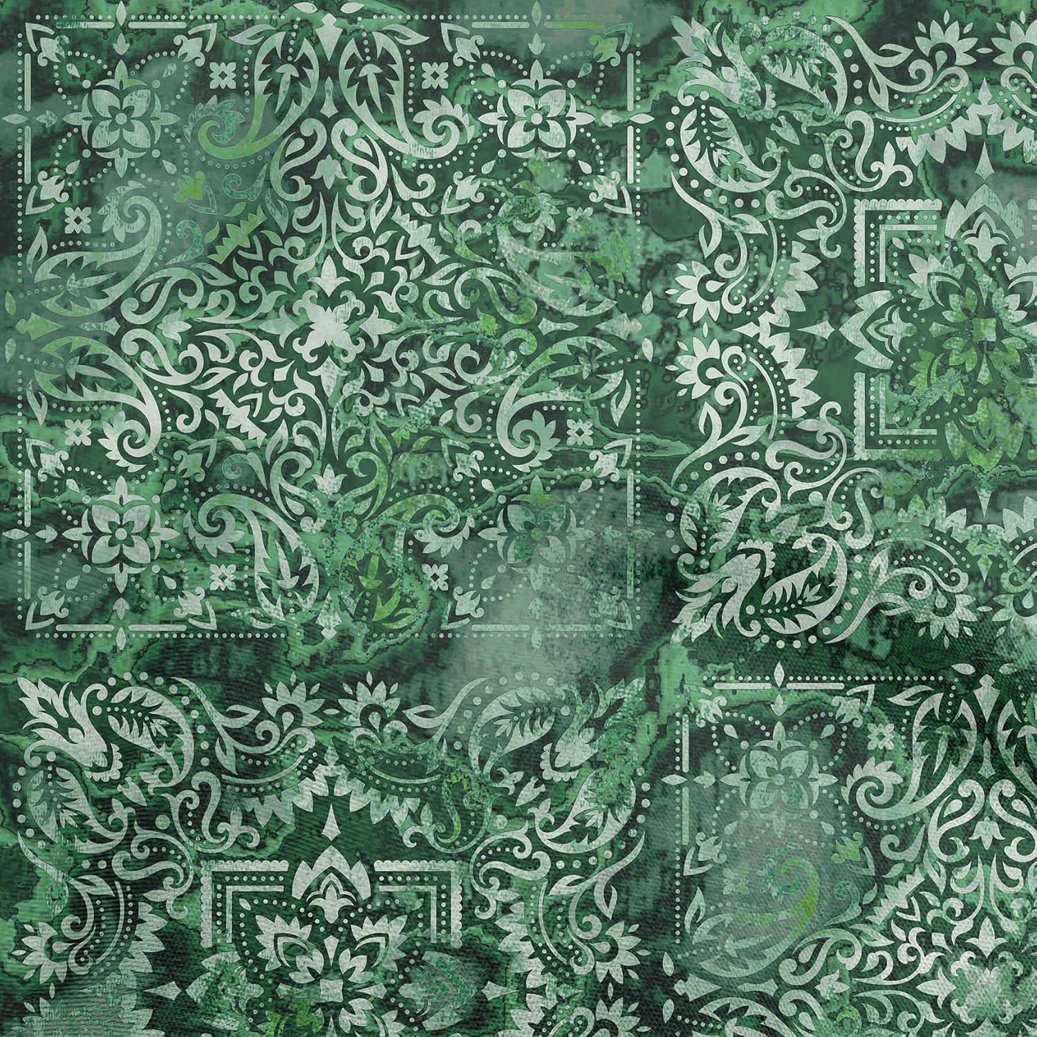 oneOone Polyester Spandex Dark Green Fabric Asian Quilting Supplies Print Sewing Fabric by The Yard 56 Inch Wide