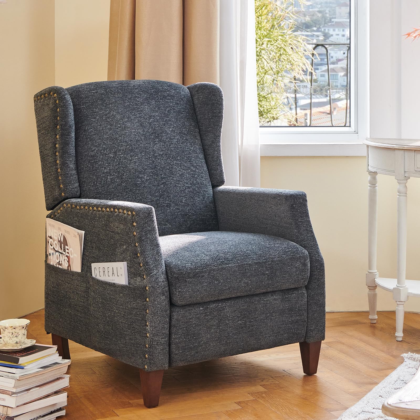 Chaise haute en bois couleur naturelle sediolone avec siège rembourré