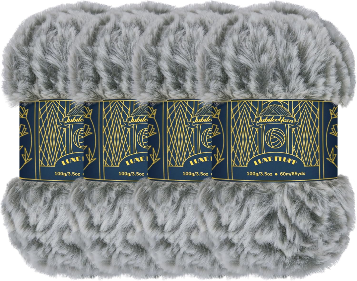 JubileeYarn Luxe Fluff Yarn - 100g/Skein Chunky Polyester Faux Fur - Strix - 4 Skeins