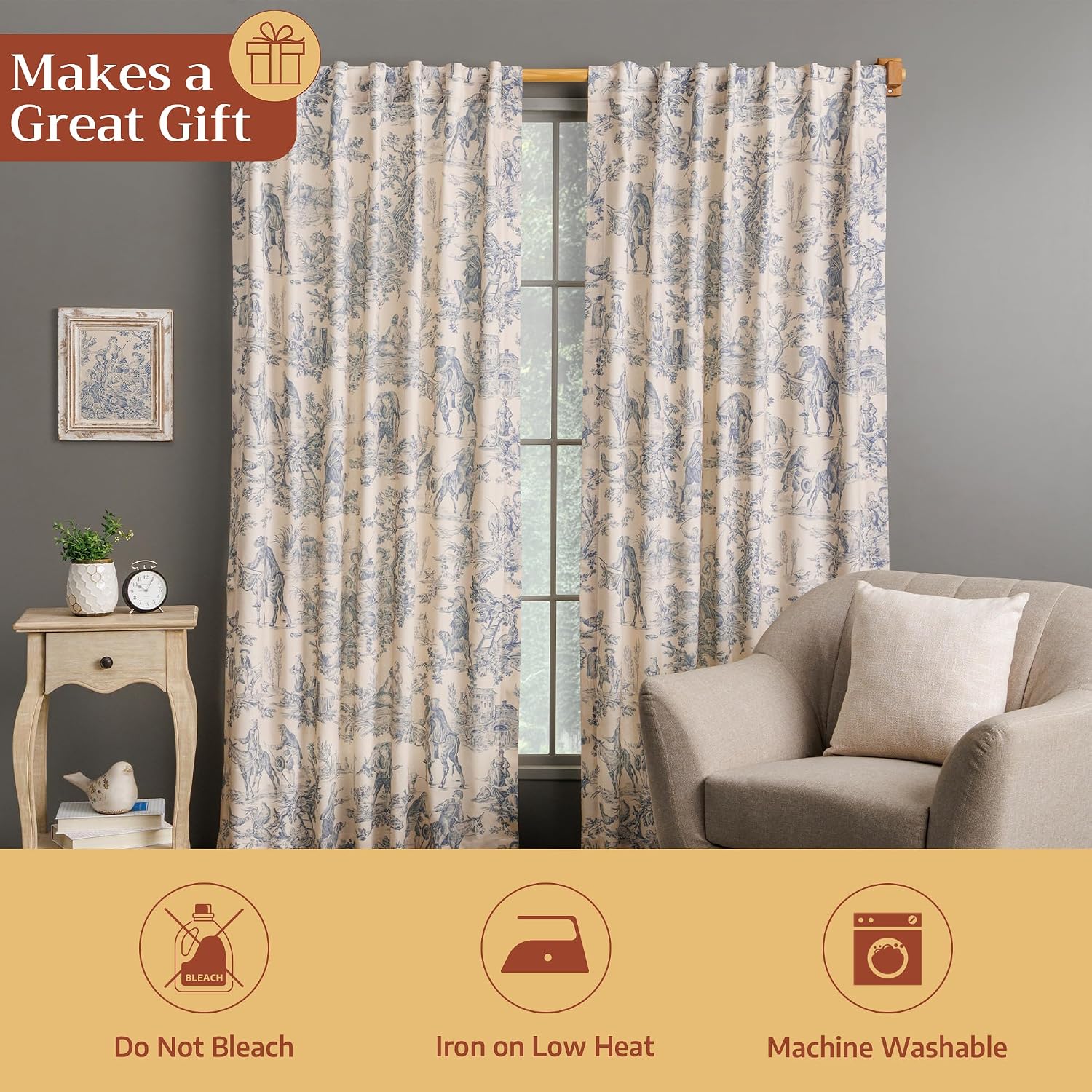 Maison d' Hermine Curtains for Living Room 100% Cotton 50"x96" (Pack of 2)