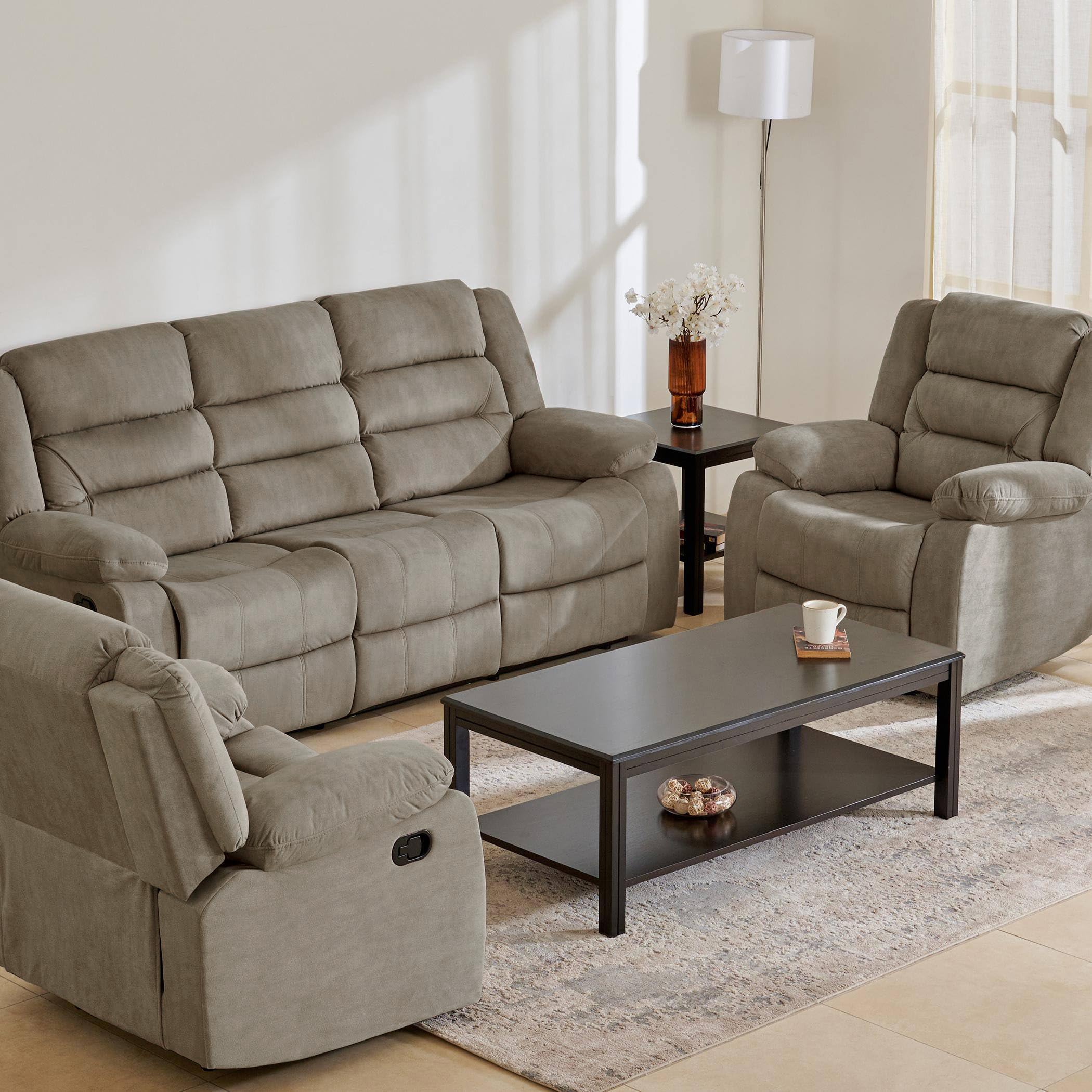 Home Centre 5 Seater Cairo Fabric Recliner| Fabric Recliner| (Beige) |2 Year Warranty-image-31