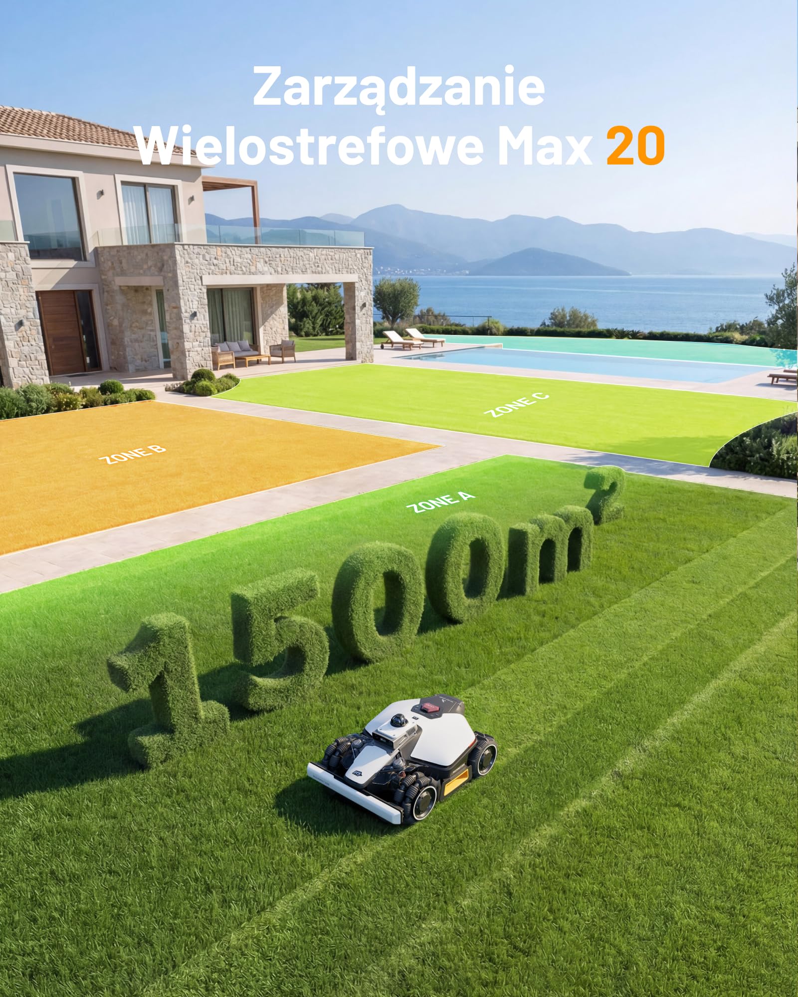MAMMOTION LUBA mini 2 AWD 1500 Robot Koszący bez Przewodu Obwodowego, z Systemem LiDAR 360° i Podwójną Kamerą AI Vision, Podwójnymi Tarczami Tnącymi z Auto Regulacją Wysokości
