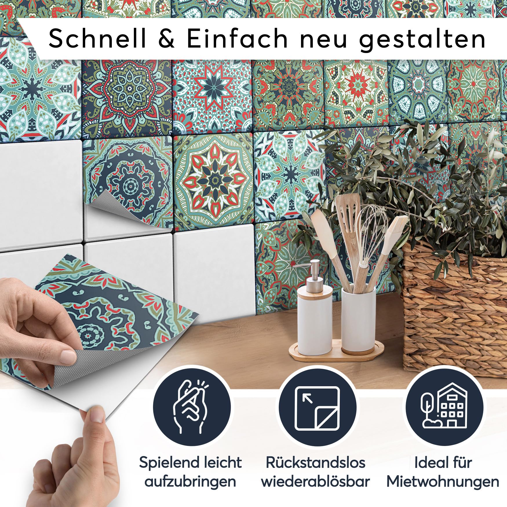 CREATISTO Klebefliesen Stickerfliesen Fliesenfolie - Klebefolie Aufkleber für Fliesen I Klebefliesen Deko Folie für Fliesen in Küche u. Bad/Badezimmer (10x10 cm I 36 -Teilig)