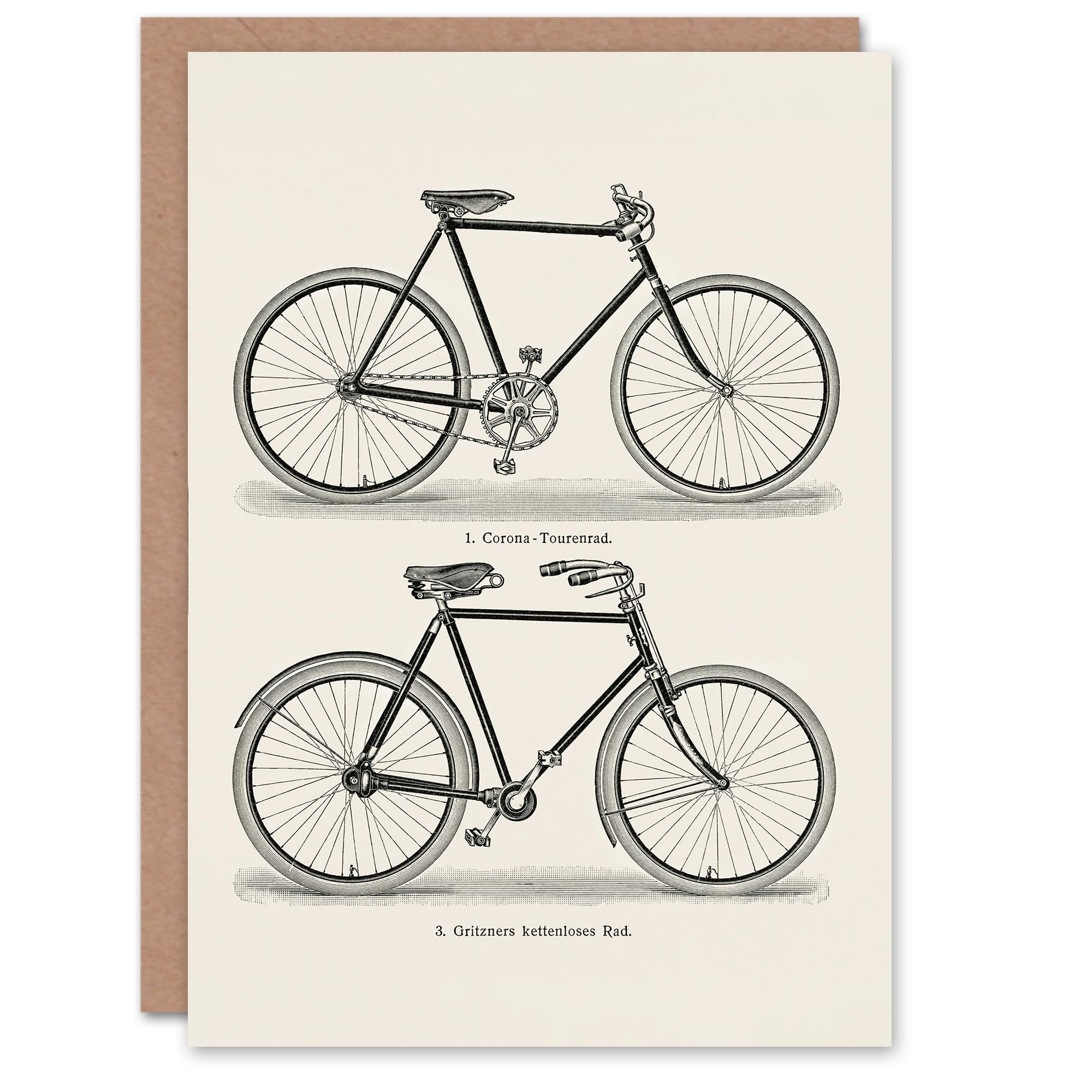 Artery8 Meyers Lexikon Art Card Vintage Bicycle Illustration