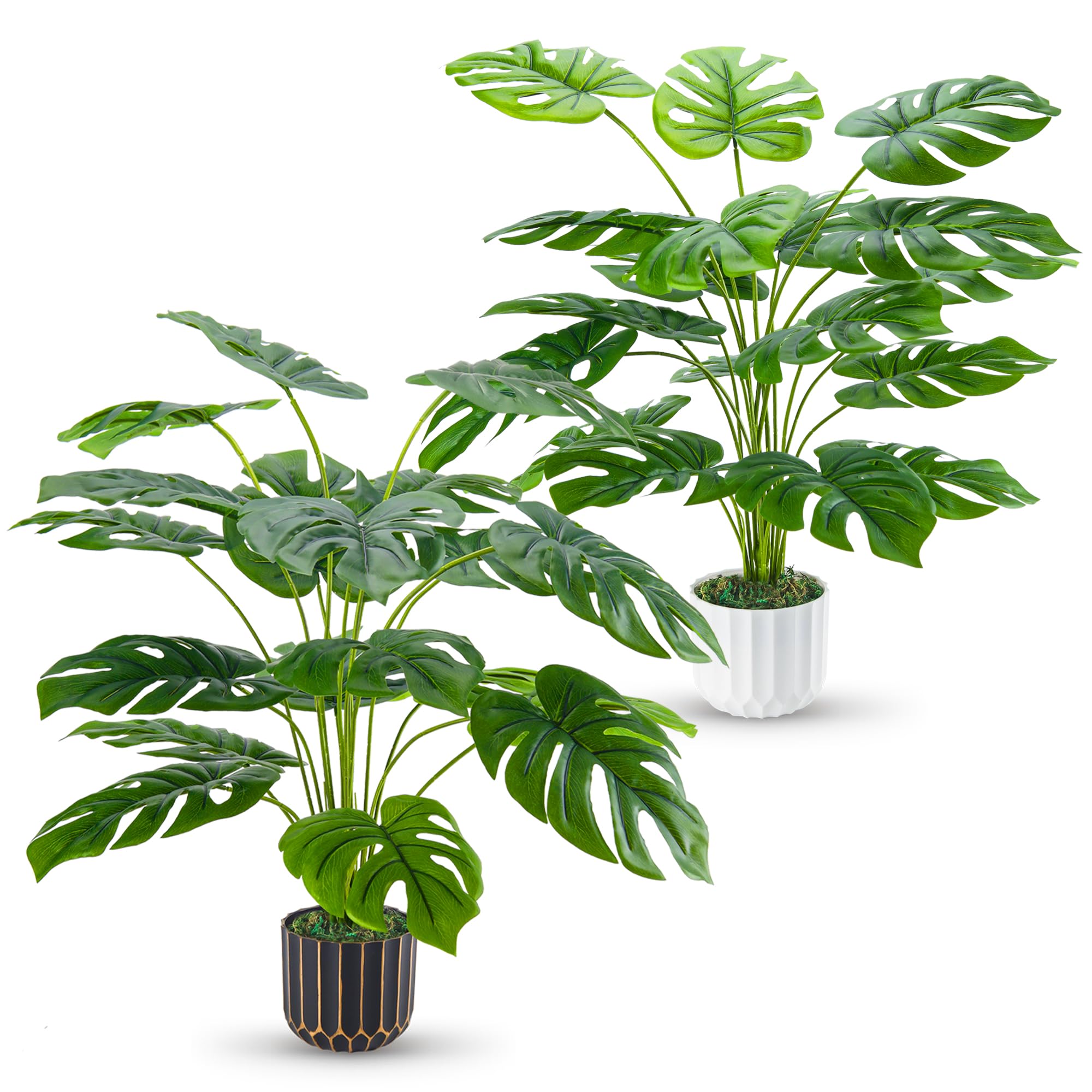 Der Rose 2Packs 28'' Fake Plants Tall Artificial Monstera Faux Plants Indoor for Living Room Home House Decor