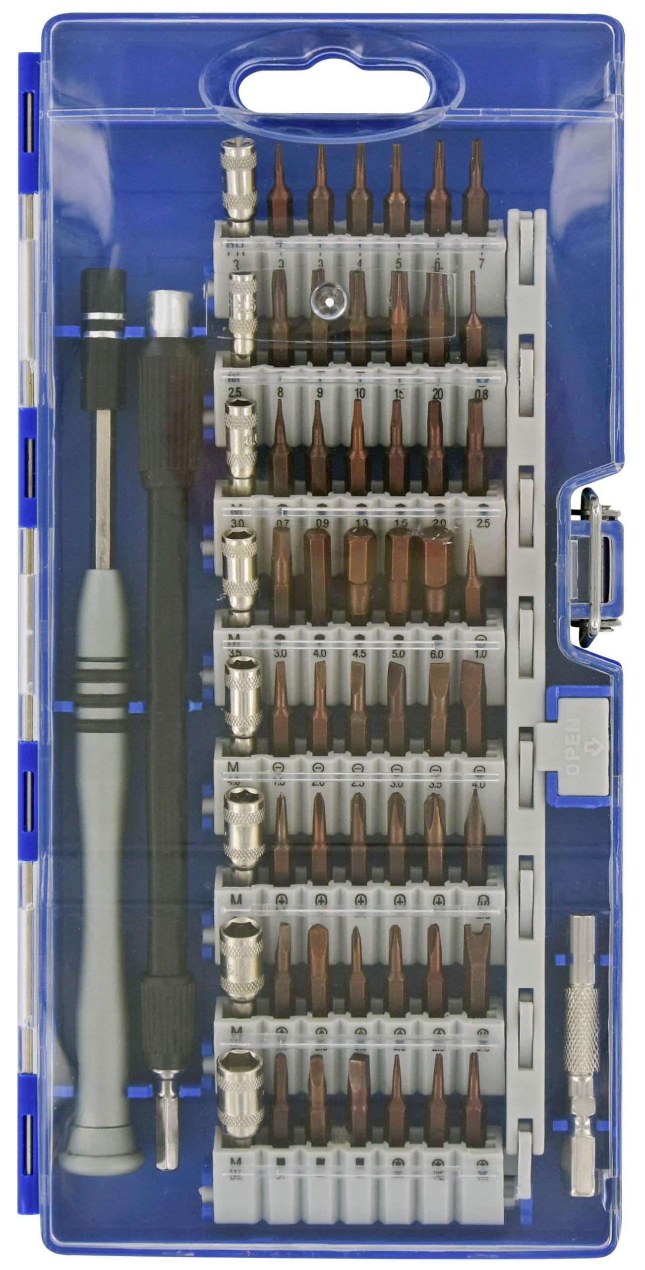 Tivoly • Coffret Embouts de Vissage de Précision • 60 pièces Magnétiques avec Accessoires • Attache Hexa Ø4mm • Pour Travaux de Précision (Démontage Appareils Electroniques, Lunettes, etc.)