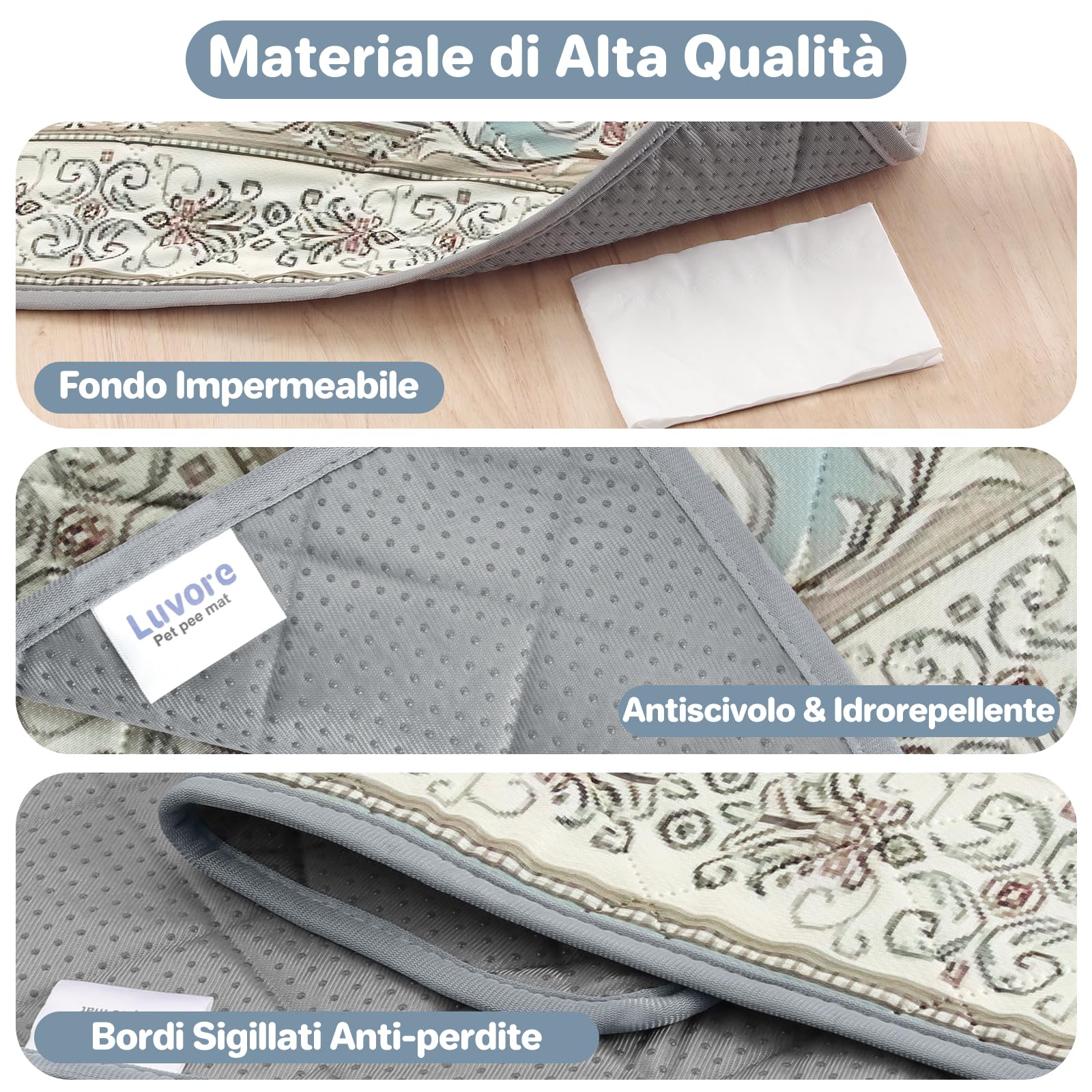 Tappetini Lavabili per Cani 70x100cm, 2 Pezzi Lavabili Traversine Cani, Tappetini Assorbenti per Cani A Prova di Perdite e Antiscivolo, Asciugatura Rapida