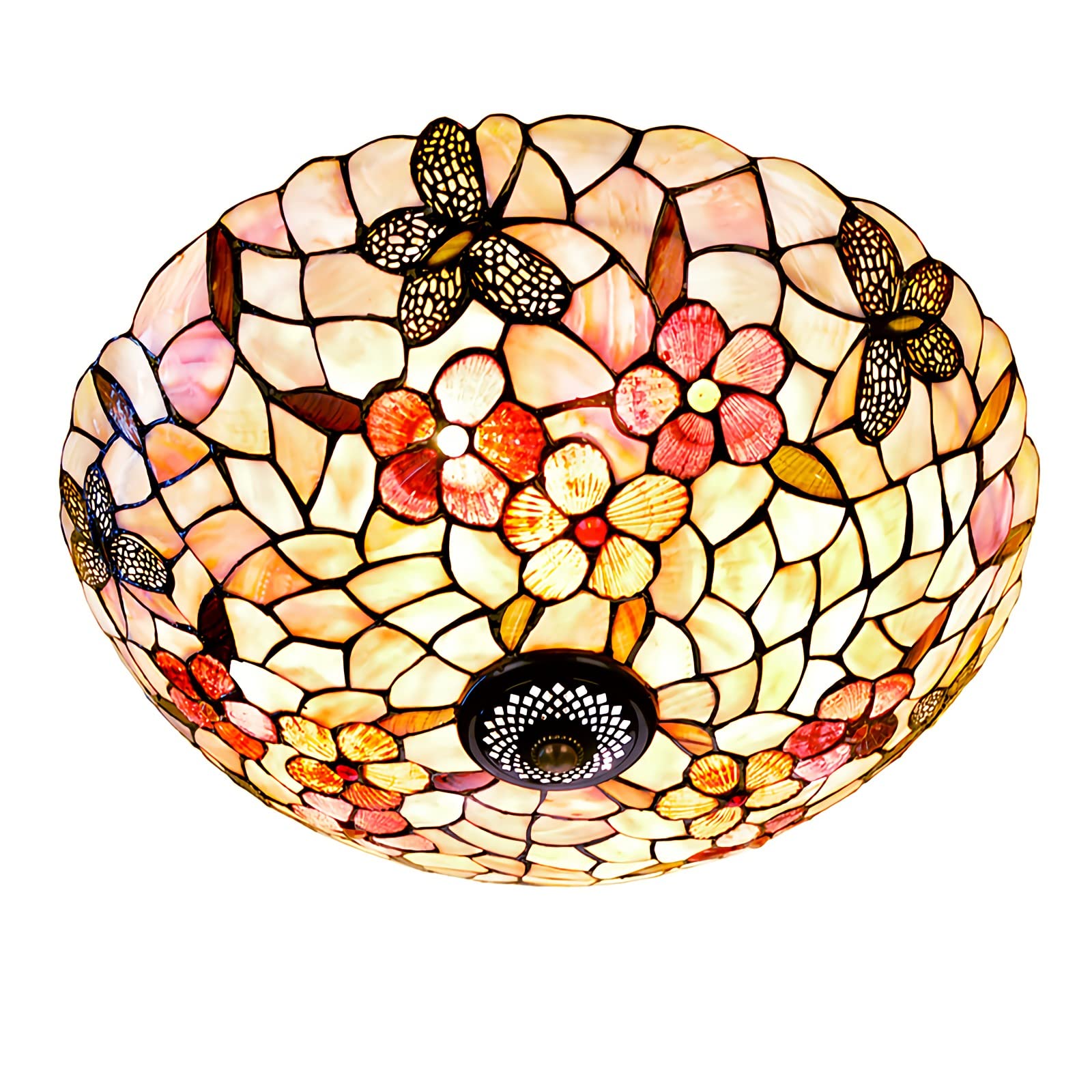 Lampe de plafond en verre de coquille naturelle lustre de décor