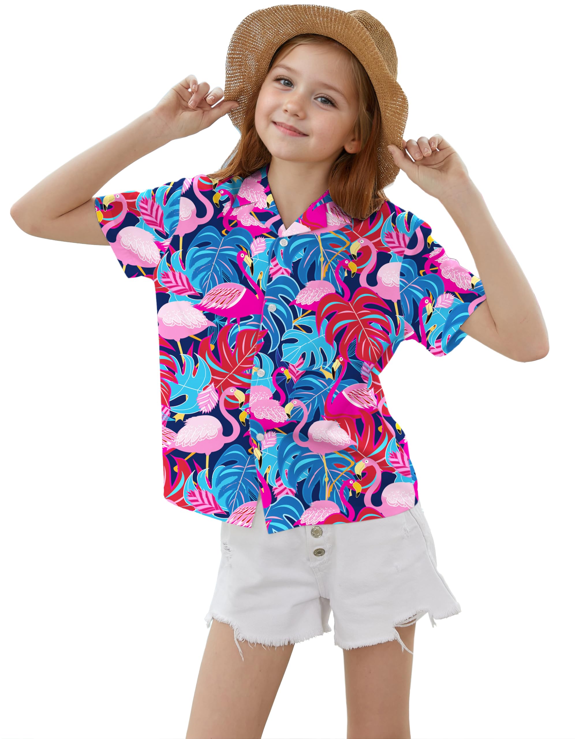 Cromoncent Mommy and Me Matching Hawaiian Outfits Girls &amp; Womens Hawaiian Shirts Tropical Button Down Shirts