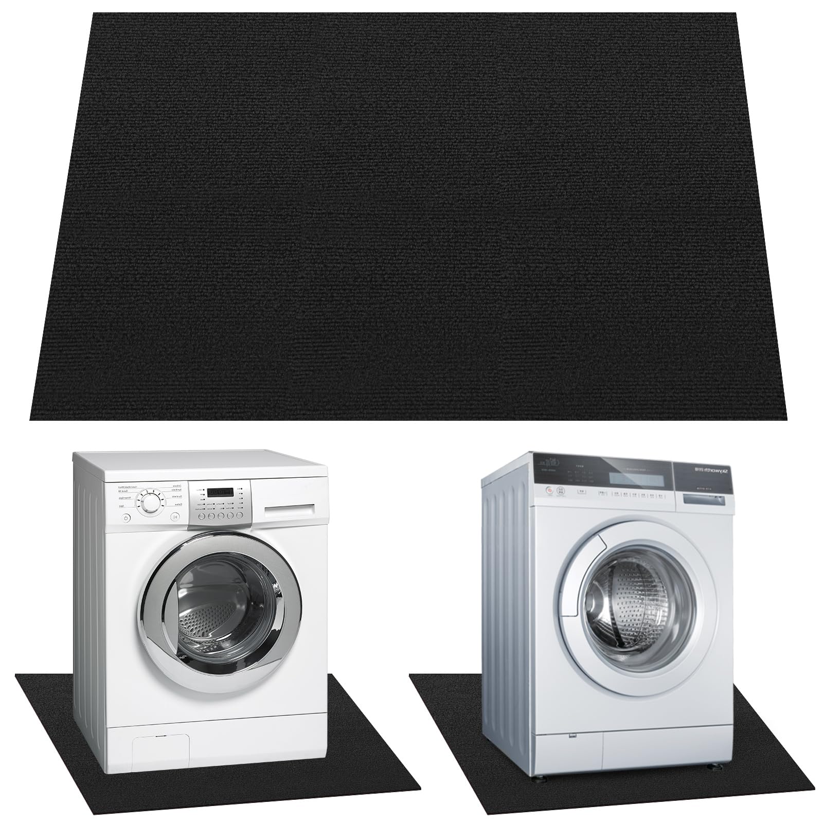 Unterwaschmaschinenmatte, 160 x 91 cm, groß, rutschfest, wasserdicht, Gummi-Unterseite für Waschmaschine, Trockner, Kühlschrank, Bodenschutz, stoßdämpfend, geräuschreduzierend