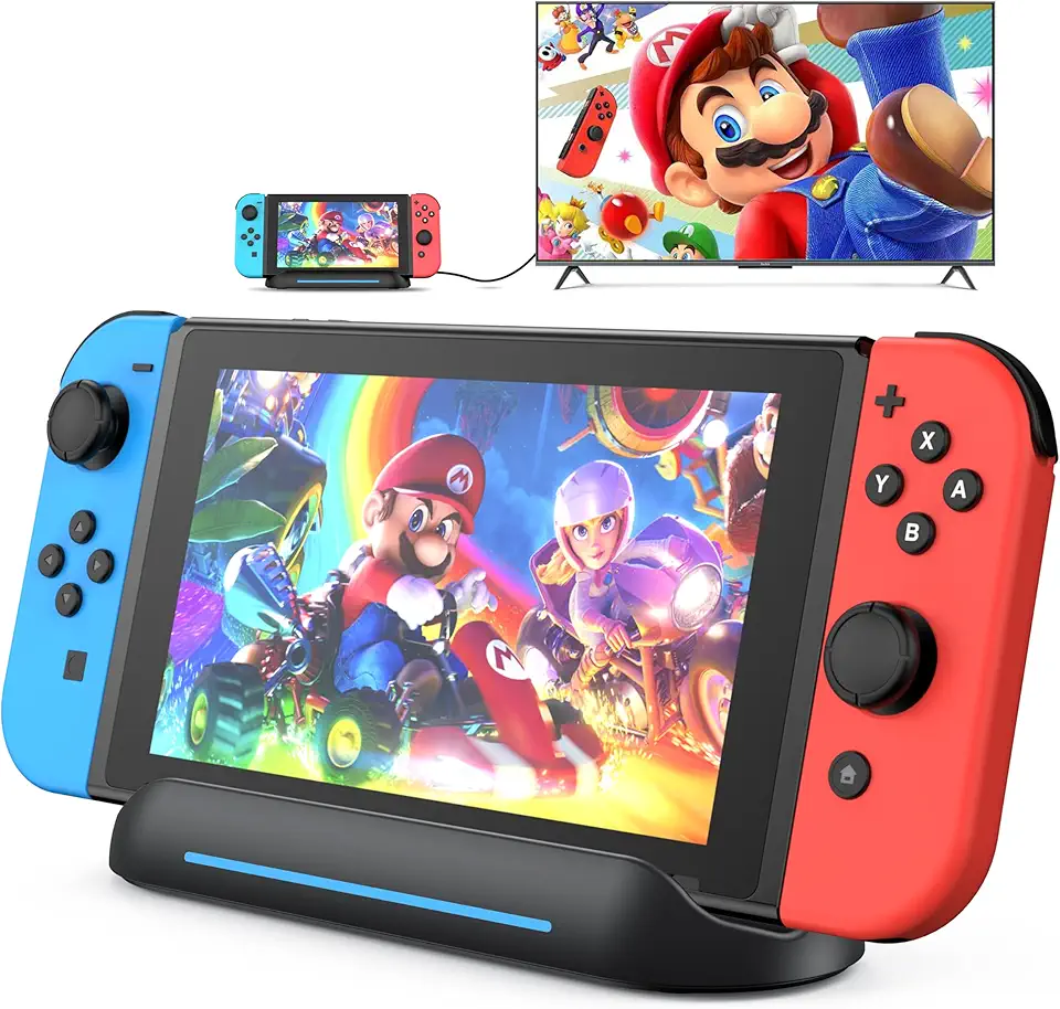 RREAKA TV Dock Station para Nintendo Switch/Switch OLED, Portable 4K HDMI TV Switch Dock Adapter com HDMI USB 3.0 Port e USB C Charging, Travel Docking Station para Nintendo Switch