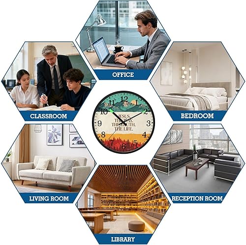 Miniatura 8 de Luminous Voice-Activated Modern Clocks Silent Non-Ticking Battery Operated Clock Retro Christian Jesus Faith 12 Inch for Office, Home, Bathroom,