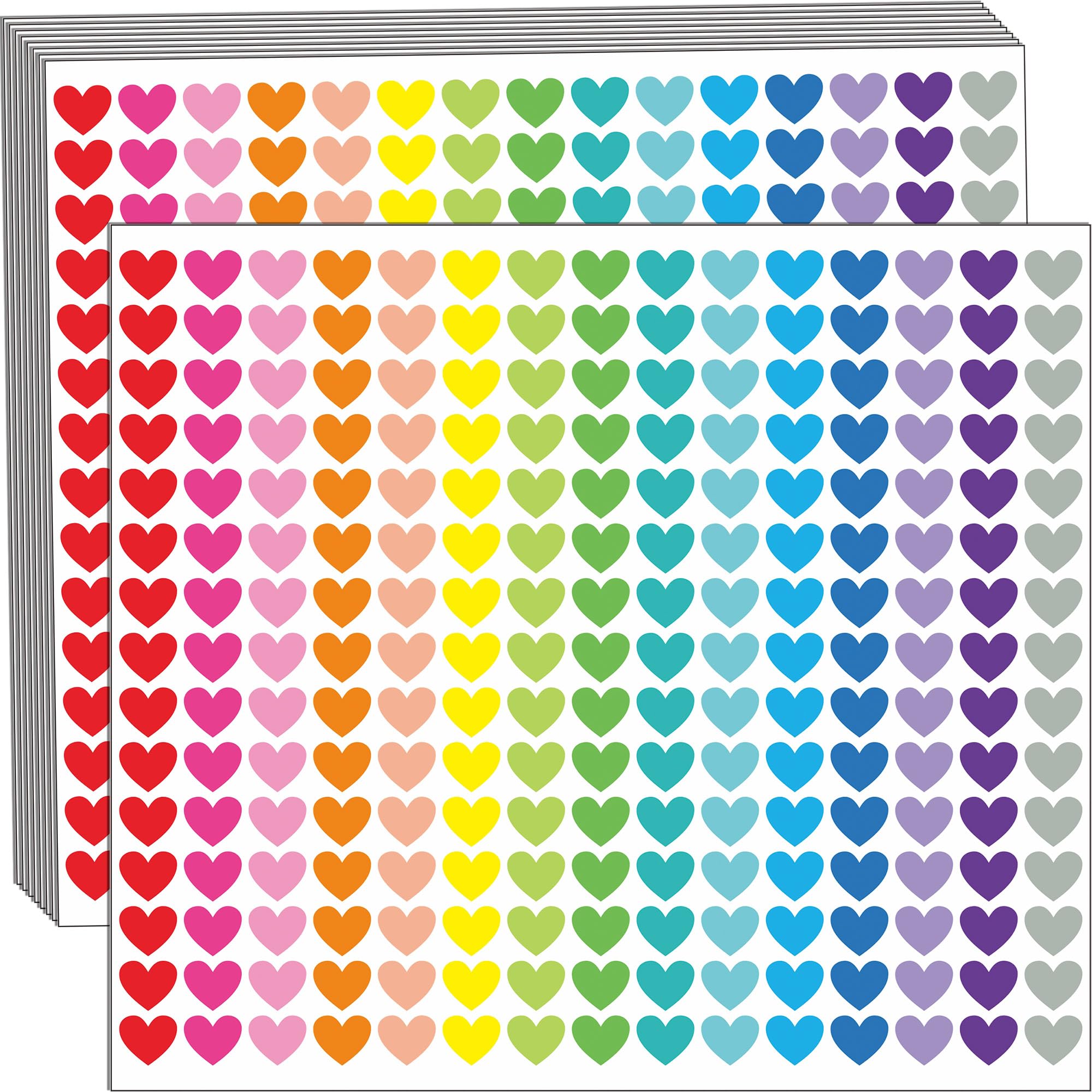 Heart Stickers for Kids, 4050 Pieces, 12mm, 18 Sheets Small Stickers,Rainbow Colours Love Sticker for Party Favours,Crafts and Scrapbooking