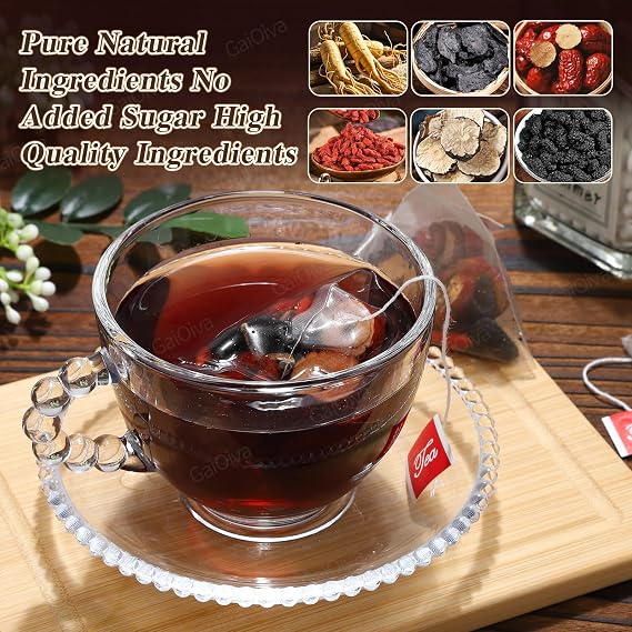 Kidney Tea Formula Ginseng Six Treasures Tea, Traditional Chinese Herbal Teas, Natural Kidney Cleanse Detox Teas for Women & Men, 6 Precious Ingredients Formula(2 Packs/25 Bags)