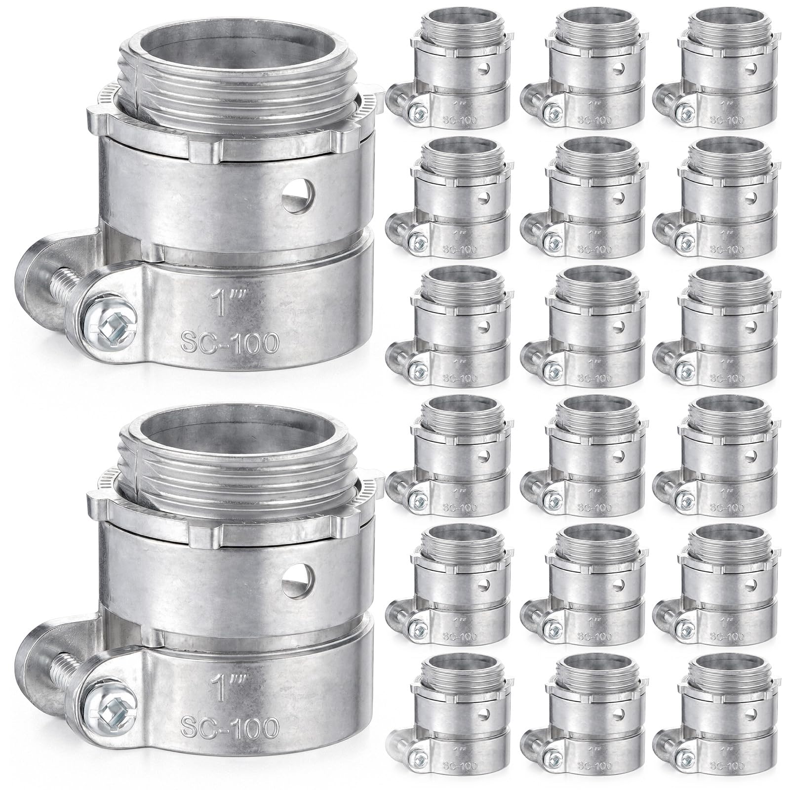 Yaocom 20 Pack 1 Inch Squeeze Connectors Fittings FMC Flexible Metal Conduit Squeeze Box Cable Connectors for EMT Electrical Conduit Fittings