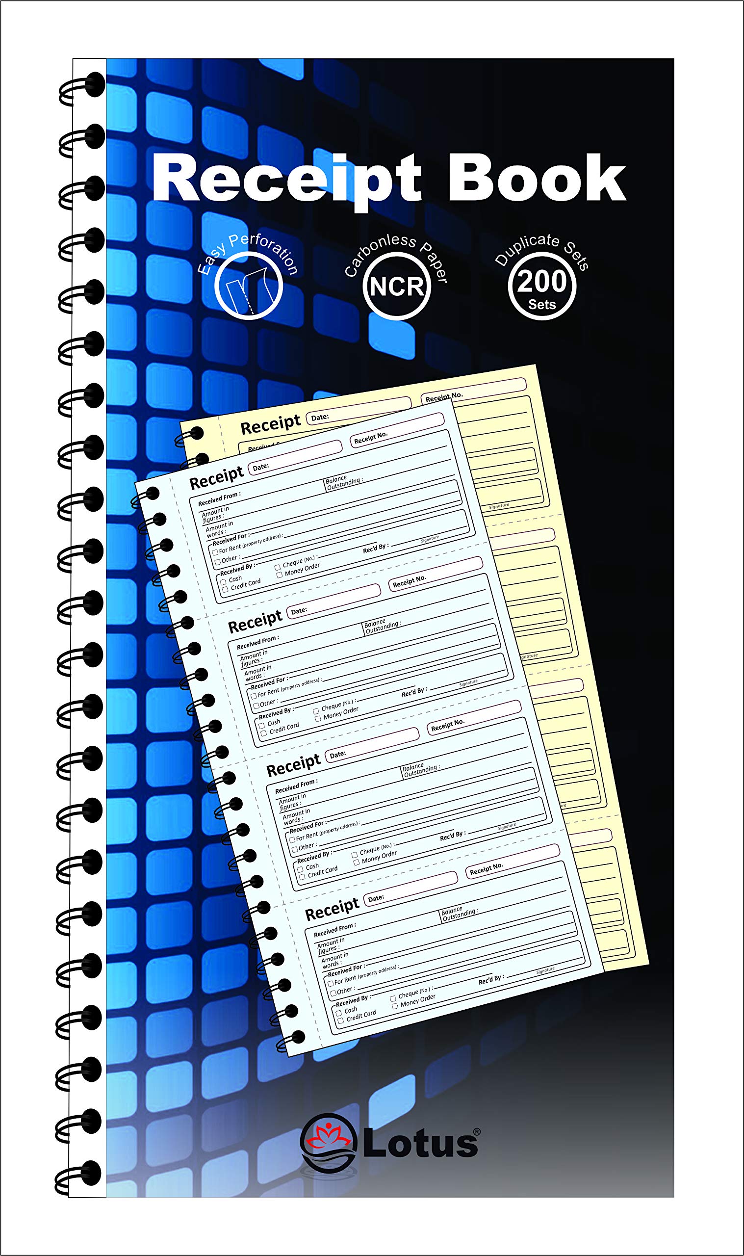 Lotus Invoice/Receipt/Order Books, Duplicate (2-Parts)/Triplicate (3-Parts) - Full Range (Spiral Receipt Book) — image 1