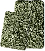 Vista 259 de Yeaban Juego de alfombras de baño verde manzana 2 piezas (20" x 32" y 17" x 24"), tapetes de baño de felpilla gruesa Alfombras de baño absorbentes