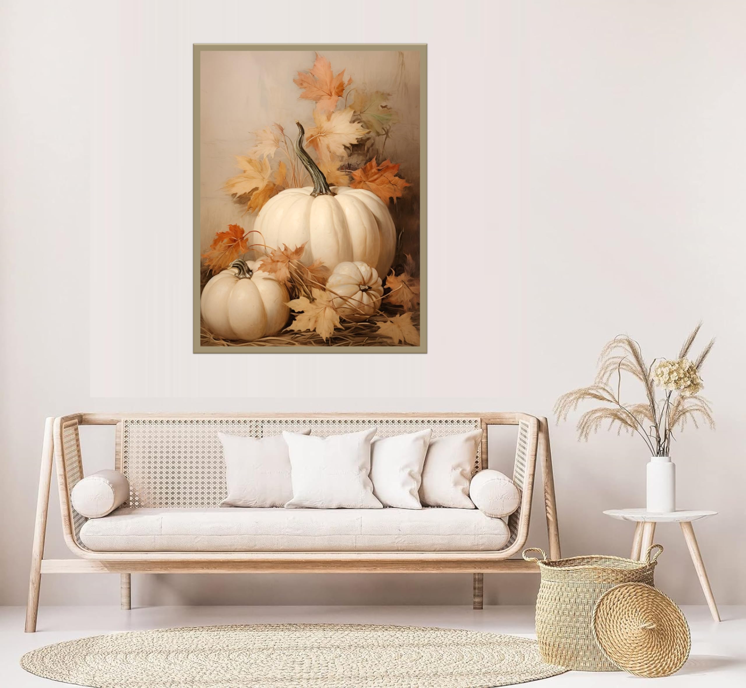 Herbst-Wandbilder Mit Kürbis-Motiv – Set Aus 4 Rustikalen Ölgemälde-Drucken Für Wohnzimmer & Herbstdeko