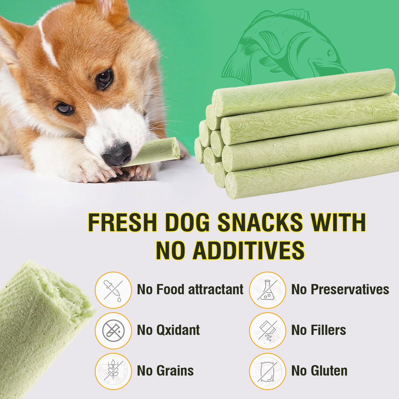 DYD Barritas de Bacalao Liofilizado para Perros - Snacks Crujientes sin Cereales, Alto en Proteínas (≥57%), 63g - Premios para Cachorros y Adultos