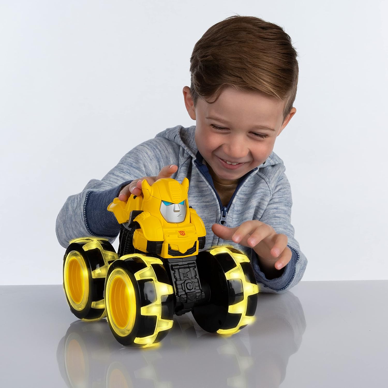TOMY Monster Treads Transformers Light Up Monster Truck - Bumblebee - Trucks with Lights - Bumblebee Transformers Toy - Girls and Boys Ages 3 Years and Up