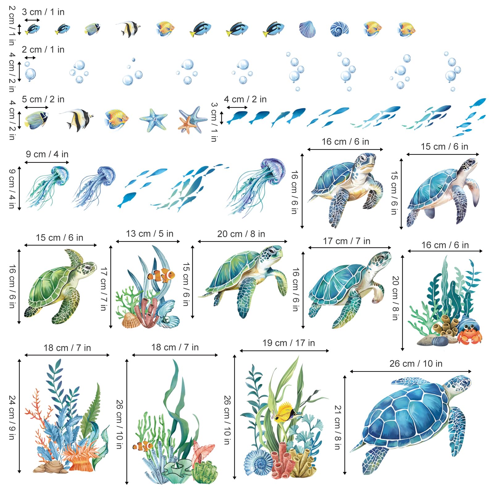 Decalmile Stickers Muraux Sous La Mer Poisson Autocollant Mural Océan