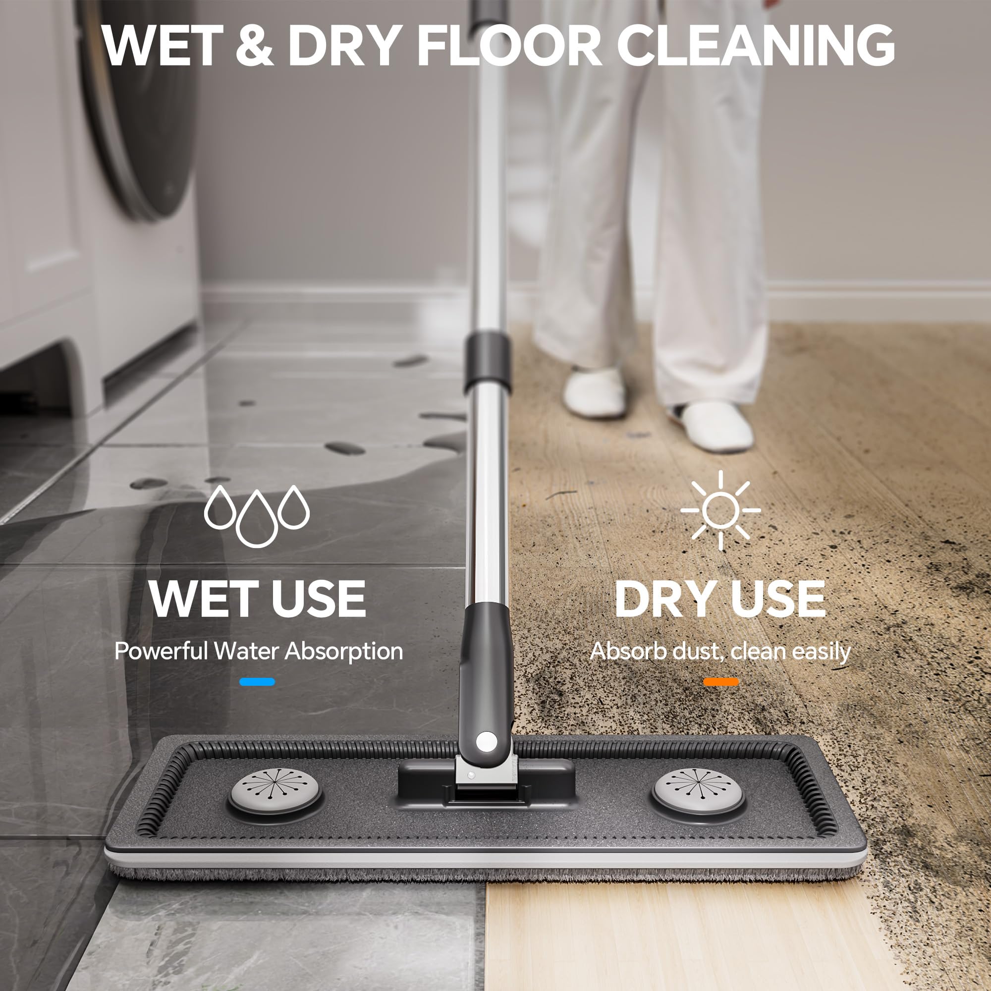 Trapeador compacto para piso y cubo – Mopa plana y cubo con juego de escurridor manos libres | Mopa húmeda y seca para apartamento, casa pequeña, RV, ventanas, pared (juego de sistema de cubo