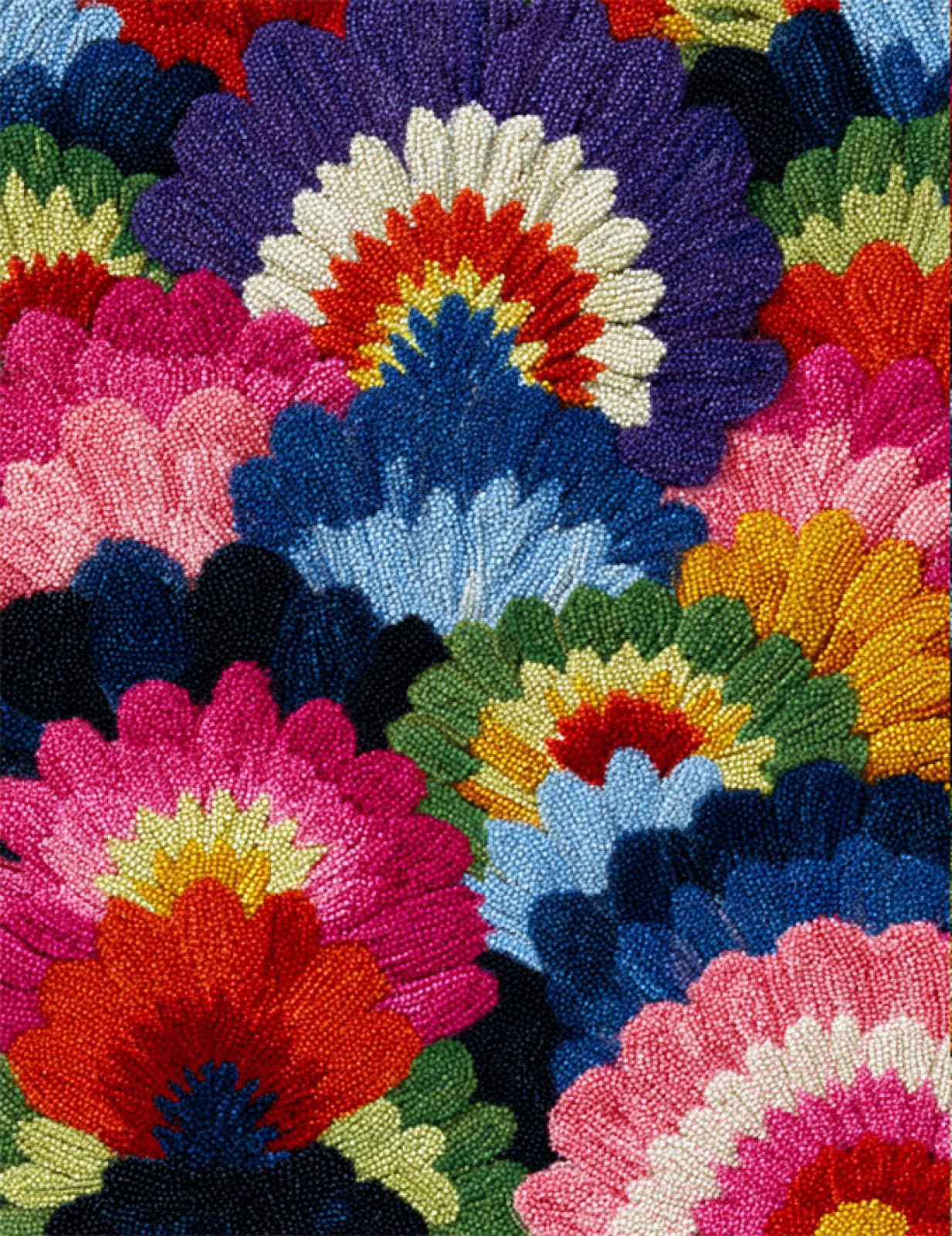Wallphantom Diy Kit Per Fabbricare Tappeti,Dalia colorata,Kit Gancio Di Chiusura,Set Di Tappeti Ricamati All'Uncinetto,Modello di colore prestampato,55x75cm