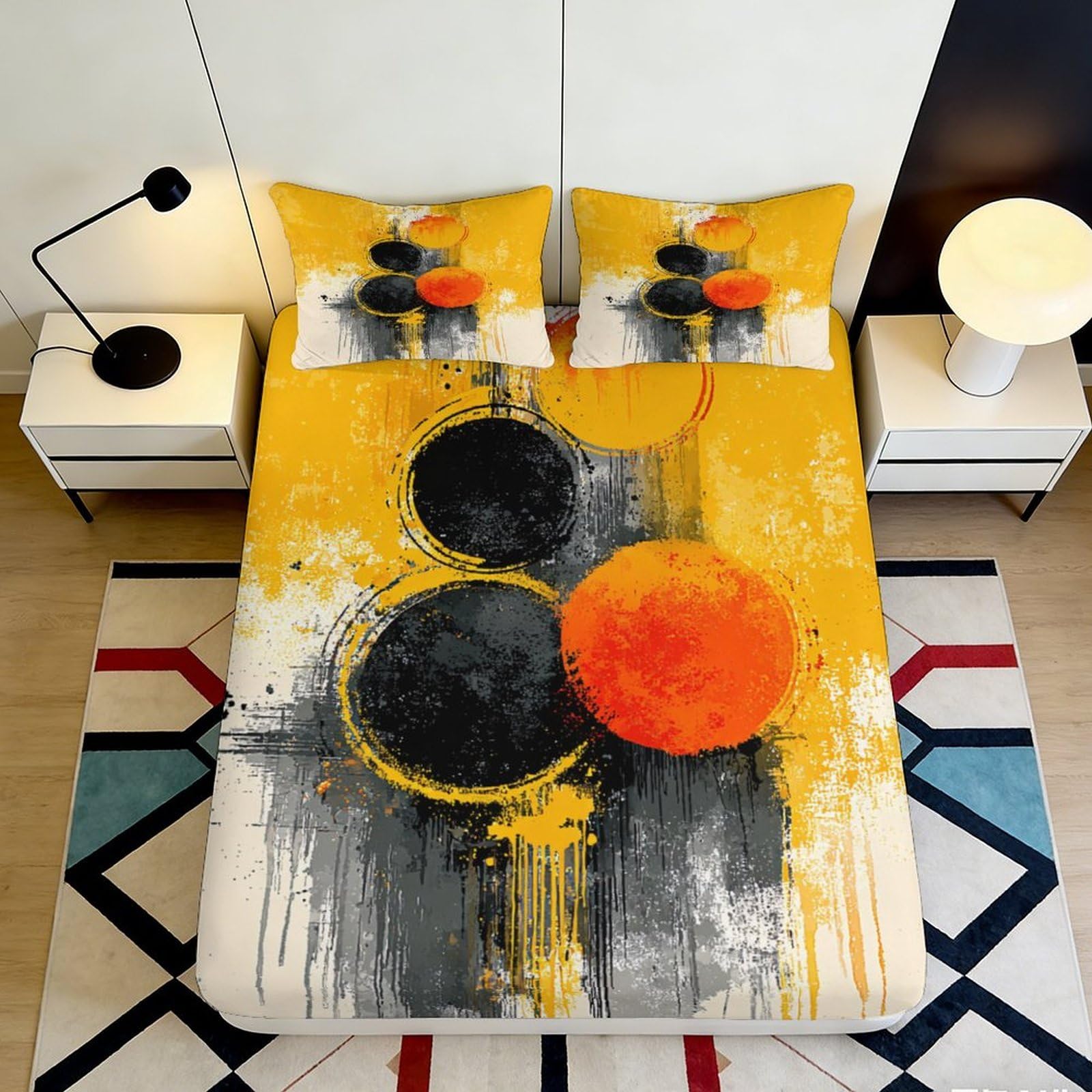 3D Printed Abstract Art Fitted Sheet Microfiber Deep Pocket Non-Slip Abstract Art Mattress Fitted Cover Washable Bedroom Adult Teen 90x200x25cm 90x200x25cm