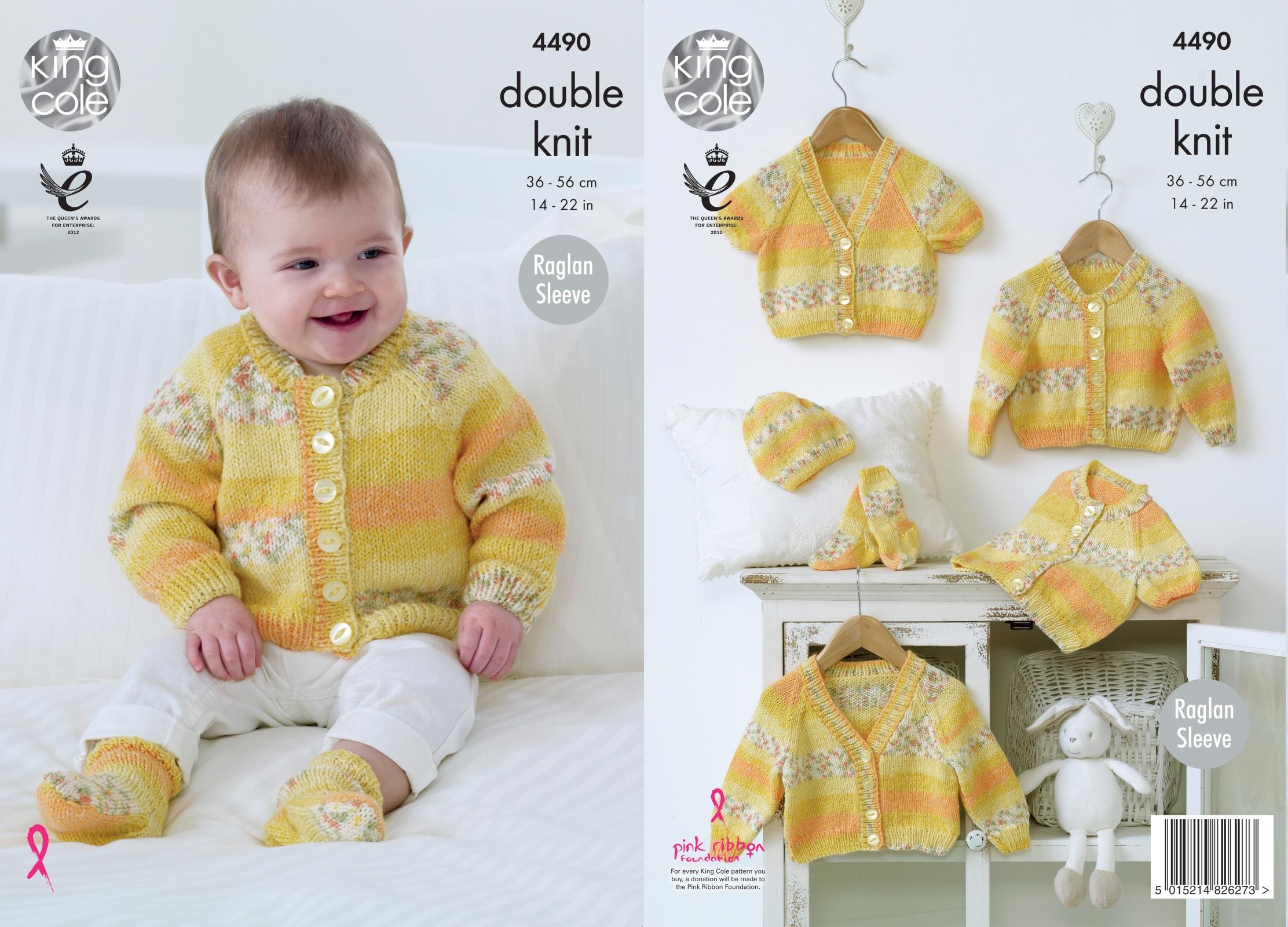 King Cole Multicolor 4490 Knitting Pattern Raglan Cardigans, Hat And Socks In Drifter Dk For Baby Size 14
