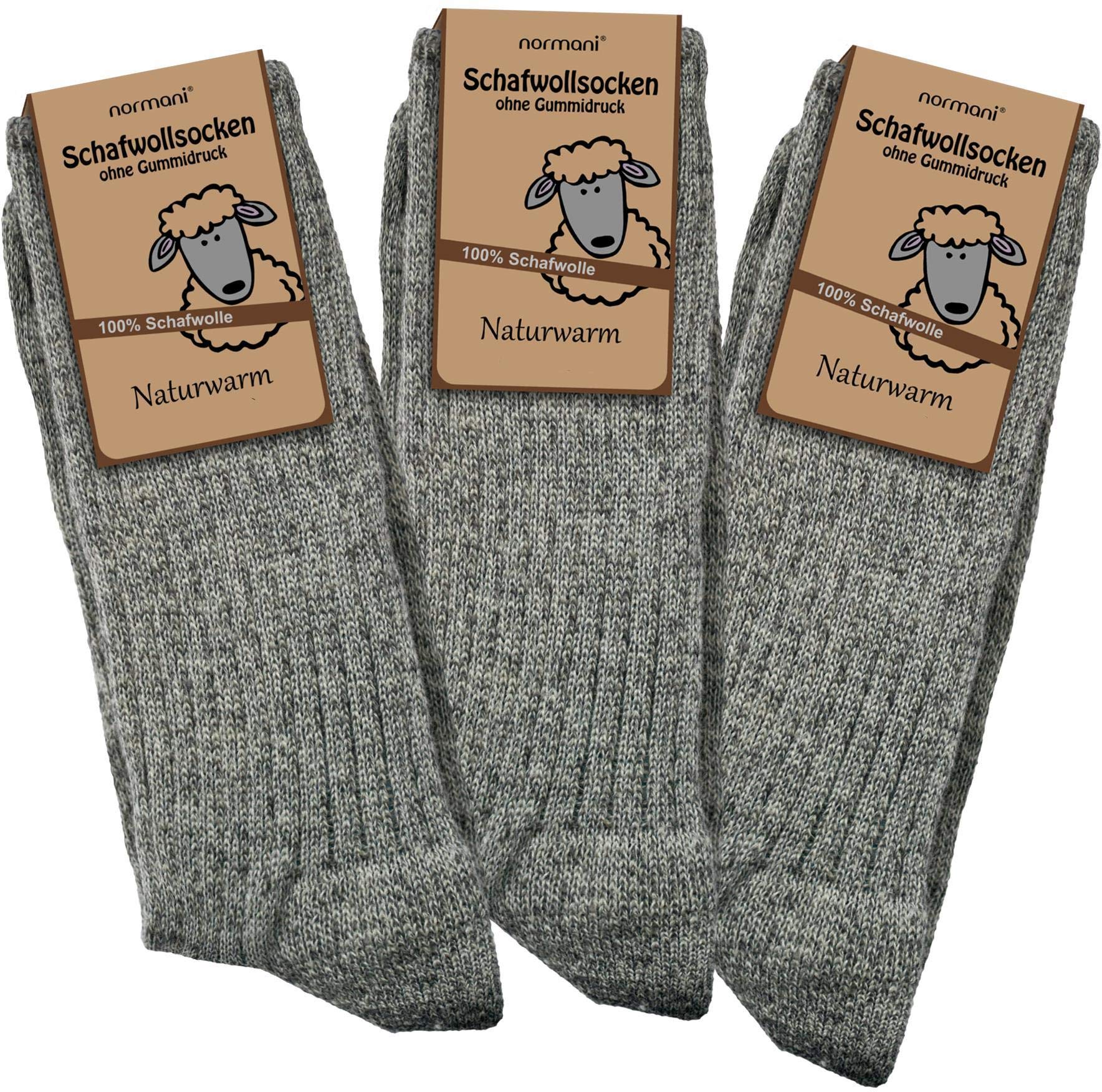 normani 6 Paar Wollsocken 100% Schafswolle Gau-Melange