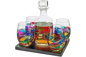 Artisanal Barcelona Wine Hand Painted Glassware Set