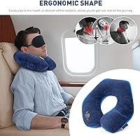 Vista 2 de Almohadas de cuello Rewondah para viajar, almohada de viaje inflable, almohada de cuello inflable para viajar en avión con cubierta lavable
