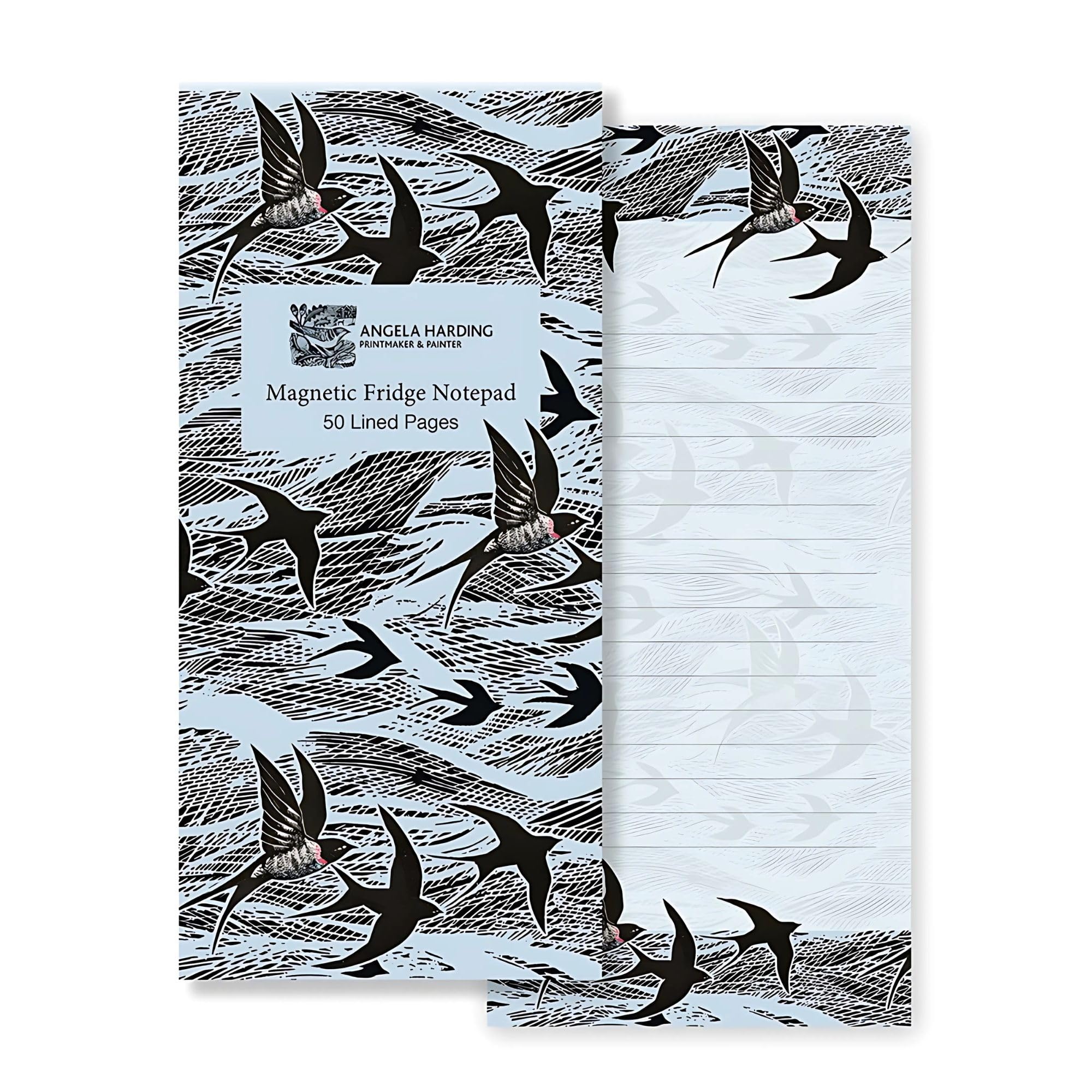 Museums & Galleries Magnetic Fridge Notepad - Artistic Water and Birds Design by Angela Harding - Stylish Stationery