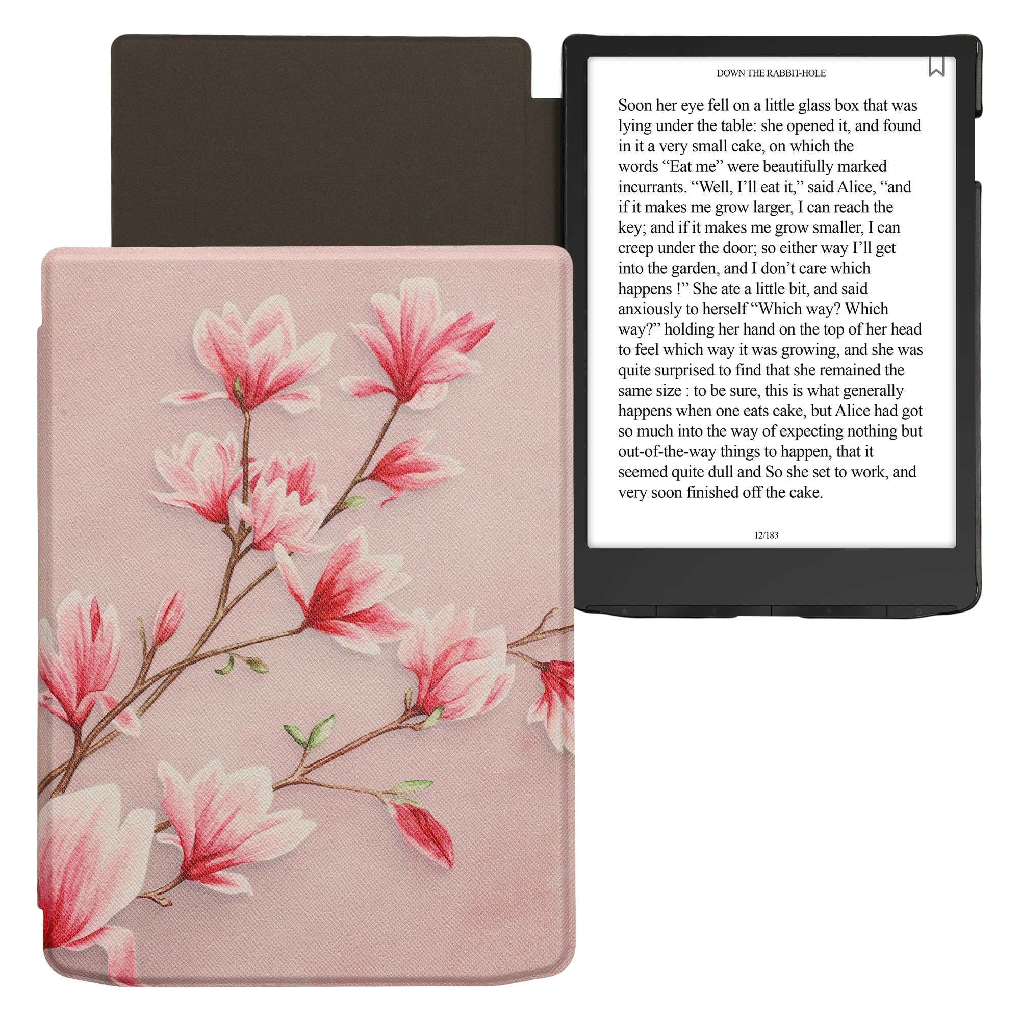 kwmobile Etui kompatybilne z Pocketbook InkPad 4 / Color 3 / Color 2 / Vivlio InkPad 4 / InkPad Color 3 etui - pokrowiec na czytnik e-booków - magnolie różowy/biały/zakurzony róż