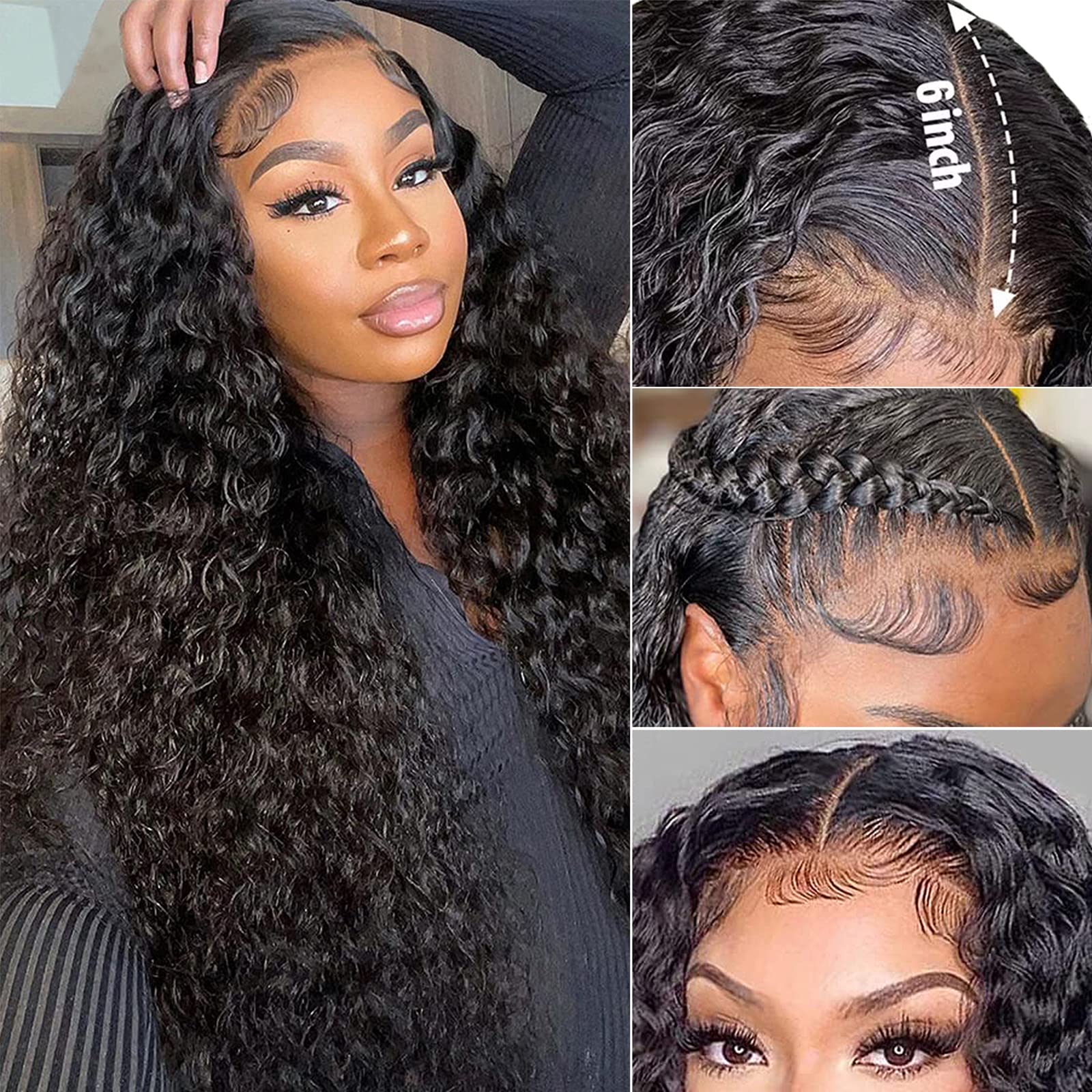 13x6 Water Wave Lace Front Wigs, 100% Unprocessed Brazilian Virgin Human Hair, Can Be Dyed, Straightened and Bleached, Support Ponytail, Bun, Restyled, Permed, Highlighted, Soft and Smooth