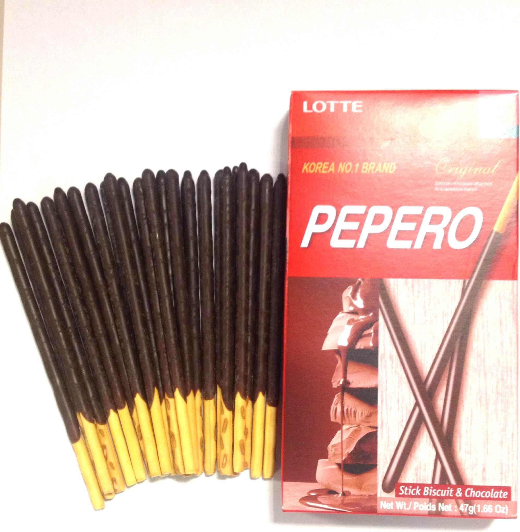 Pepero Original Chocolate Biscuit Sticks 1.66 Oz (Pack of 10)