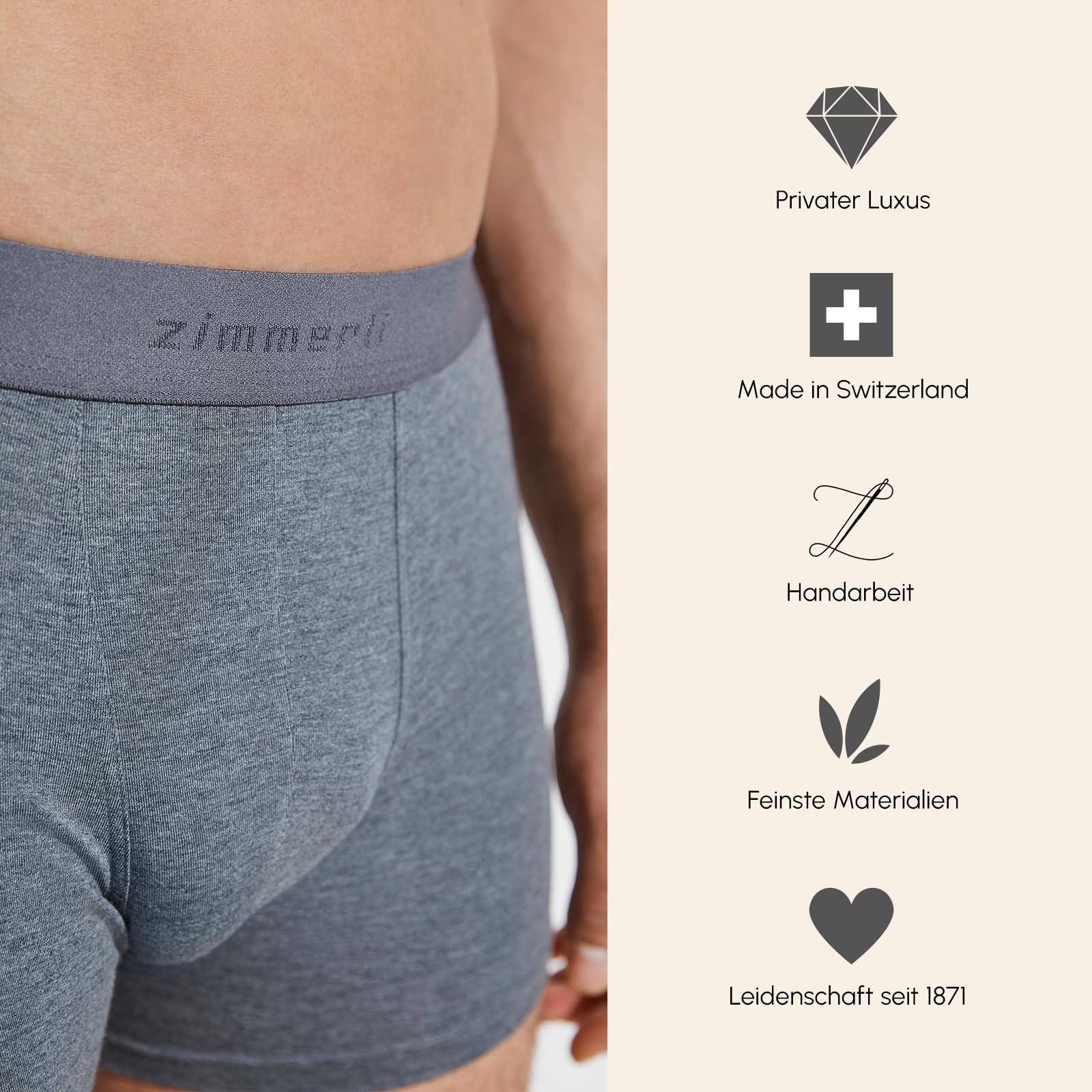 Zimmerli Boxer Pureness - Boxershorts Herren - aus Modal - Pflegeleicht & Edel - Schwarz, Grau, Weiß und Navy - für Pures Wohlgefühl - Qualität aus der Schweiz - Größe S-XXL