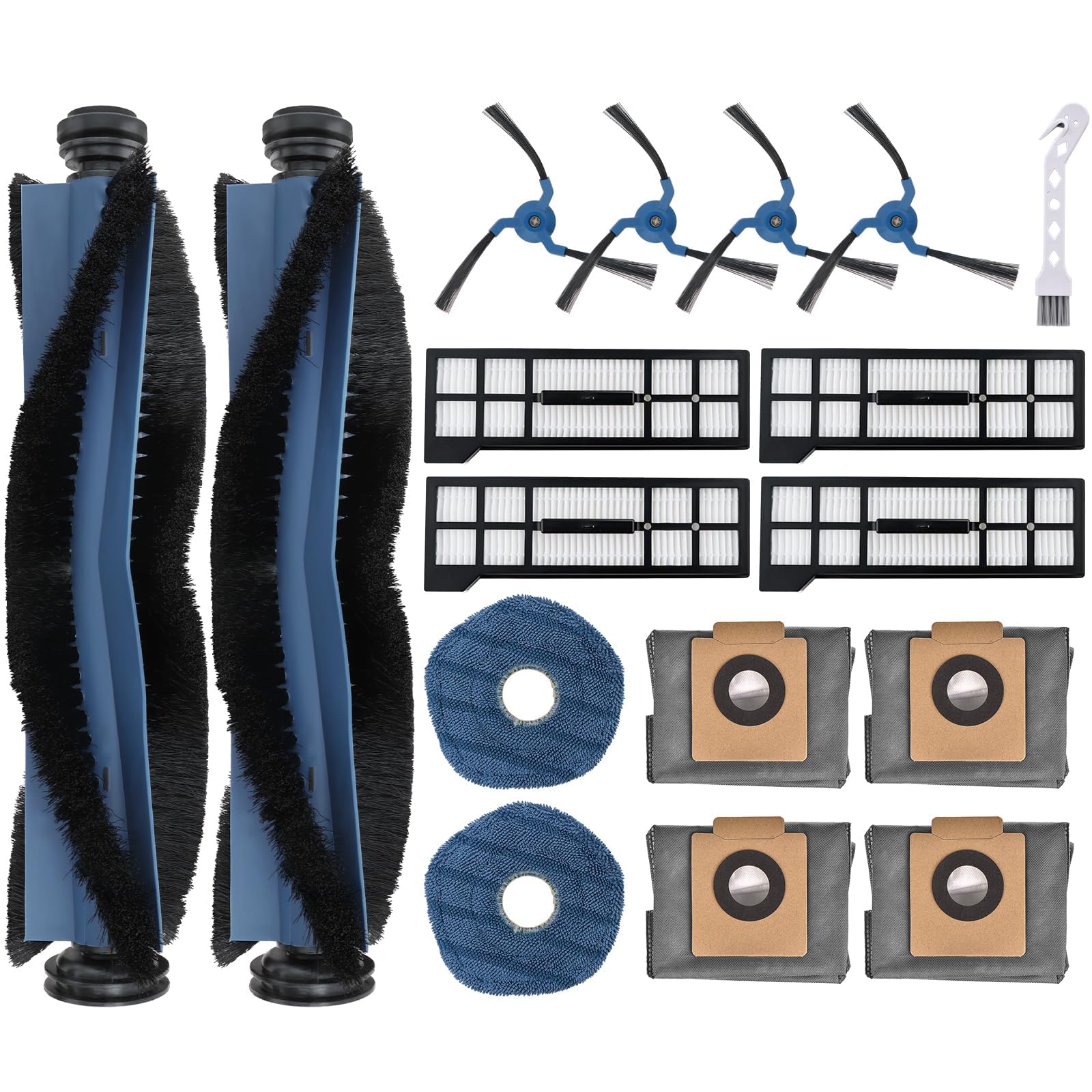 Rebirthcare 17Packs X10 Pro omni Replacement Accessories Kit Compatible with Eufy X10 Pro Omni Robotic Vacuum Cleaner, 4 Vacuum Bags, 2 Mop Pads, 2