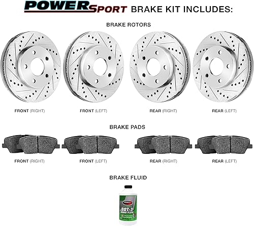 Miniatura 2 de BRAKELABS POWERSPORT Juego de frenos y rotores traseros  Pastillas de freno traseras Rotores y pastillas de frenoPastillas y rotores de freno