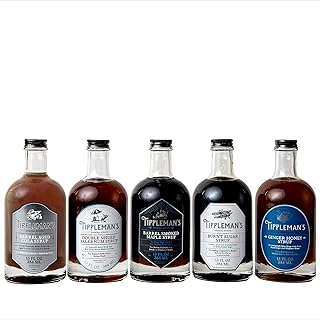 Tippleman's Variety Gift Pack, Includes Burnt Sugar, Smoked Maple, Ginger Honey, Falernum, Barrel Aged Cola, All Natural, Handcrafted Cocktail Mixer, More Complex than Bitters & Simple Syrup, 5-Pack