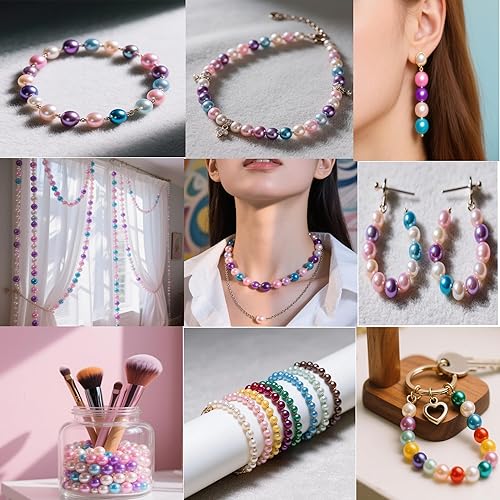 Miniatura 6 de ToBeIT 2270 cuentas de satén Luste de plástico, perlas de perlas de colores con agujeros para surtido de cuentas, manualidades, collares, pulseras,