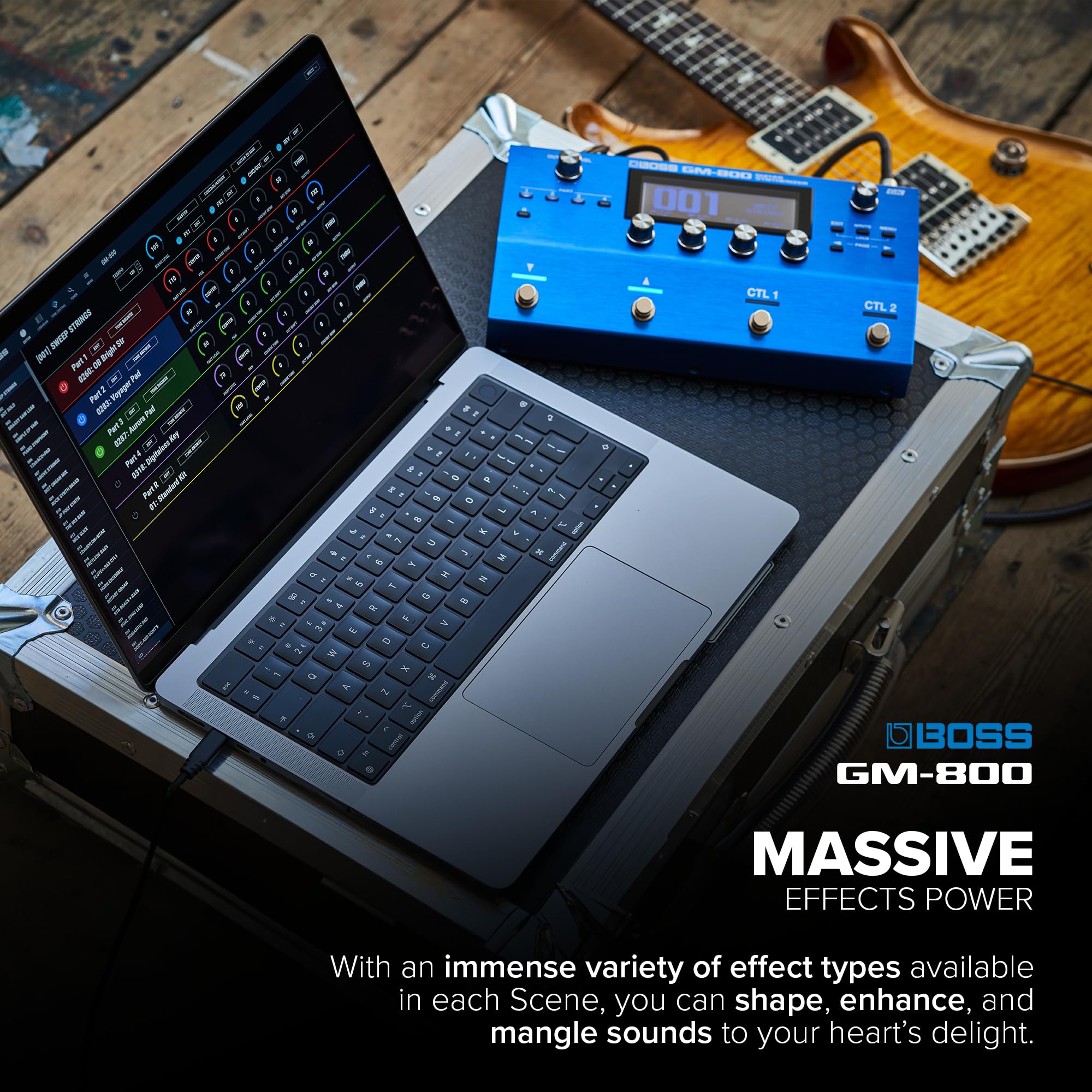 Sintetizzatore per Chitarra BOSS GM-800 | Sintetizzatore per Chitarra & Basso di Nuova Generazione con Interfaccia Seriale GK di Nuovo Sviluppo | Avanzato Generatore Sonoro ZEN-Core