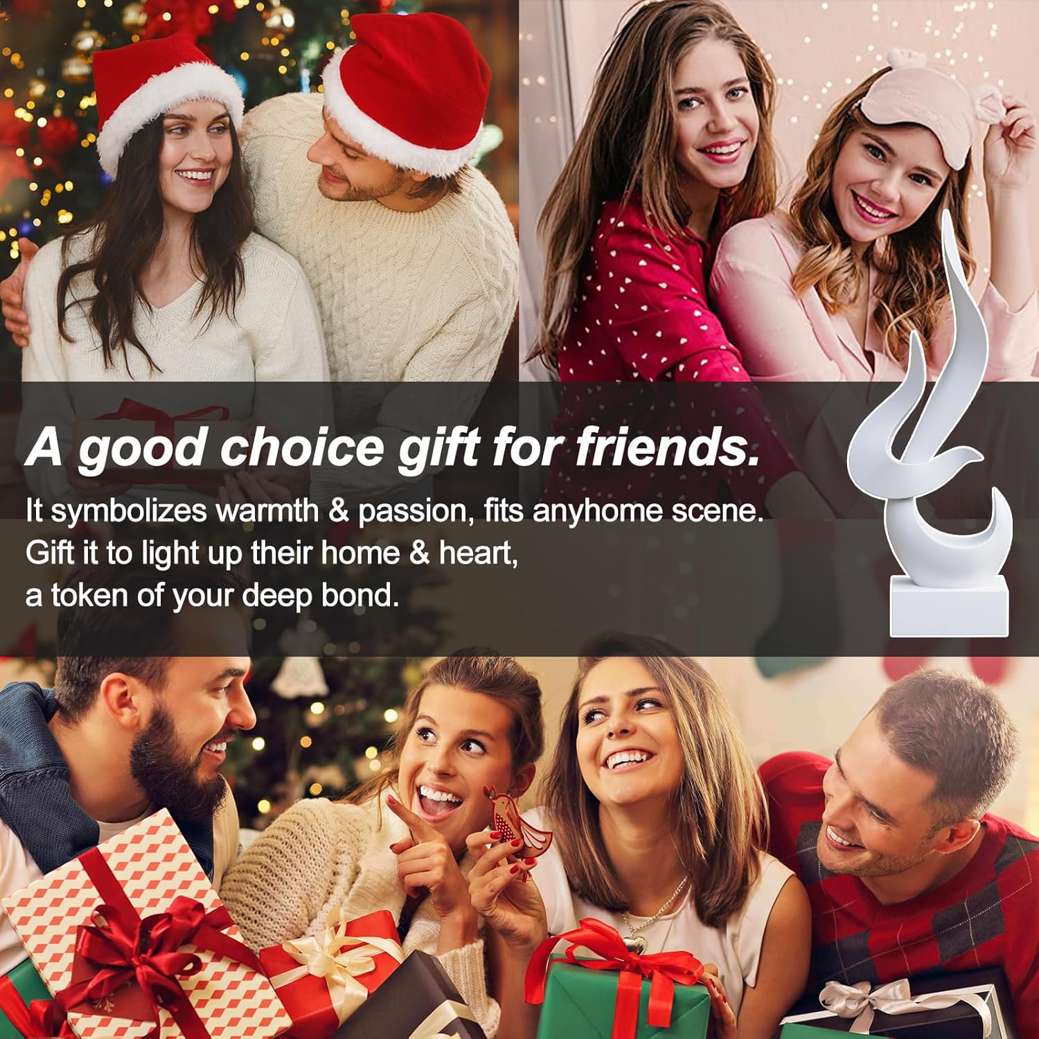 White Fire Flame Sculpture, Modern Abstract Resin Statue, Art Statue Home Decor for Living Room TV Stand Coffee Table Shelf Accents Decor - Image 6