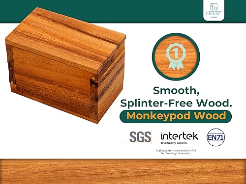 Miniatura 12 de BSIRI Caja de acertijos del tesoro, caja secreta, rompecabezas de madera con compartimentos ocultos, caja de joyería misteriosa ideal con cerradura