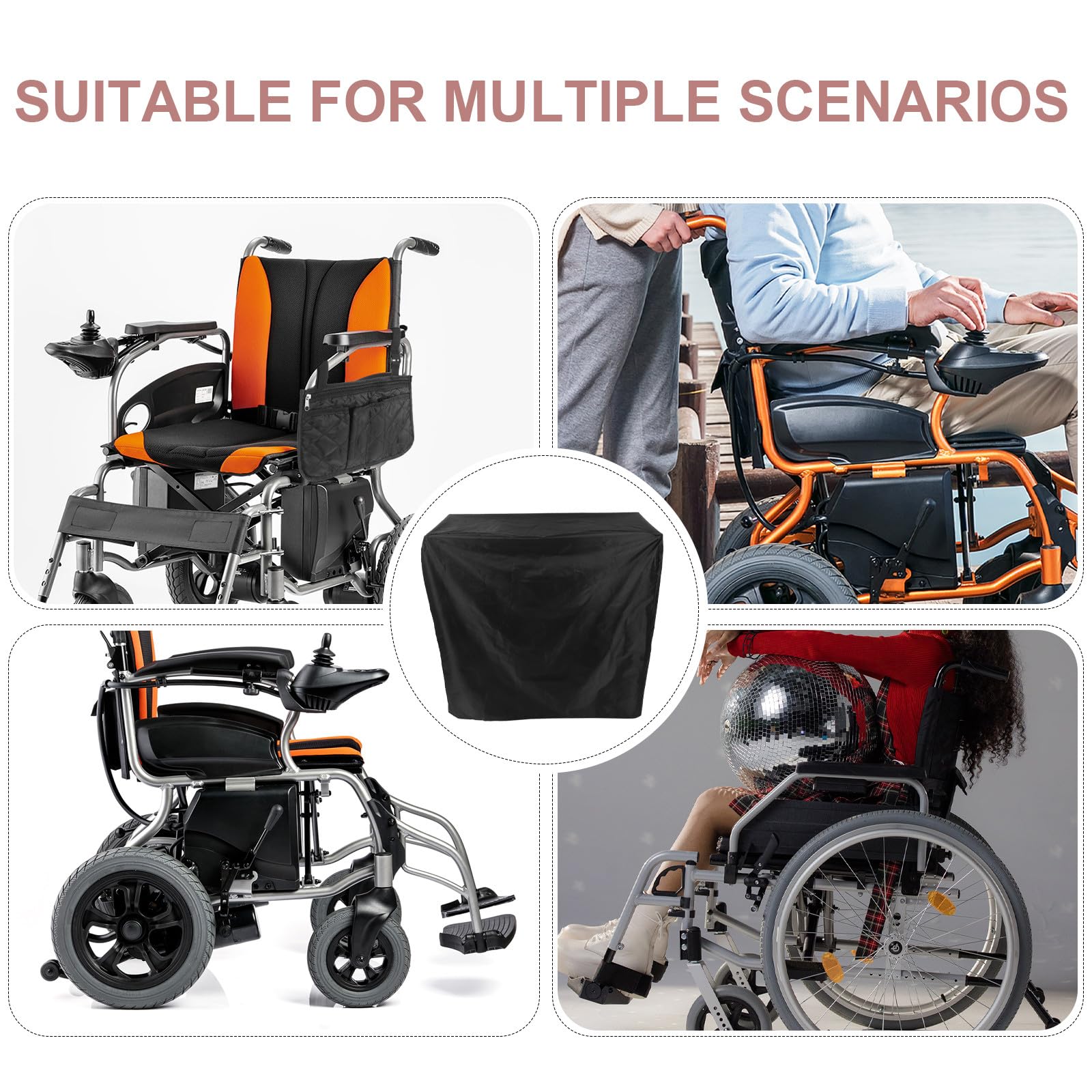 NOLITOY Funda Protectora para Silla de Ruedas Eléctrica Cubierta de Almacenamiento y Anti-polvo para Scooter de Movilidad para Uso Exterior